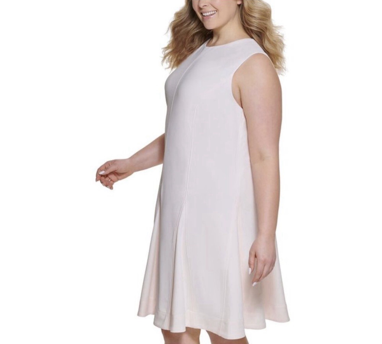 Calvin Klein Blush Pink Fit and Flare Shortsleeved Midi Dress