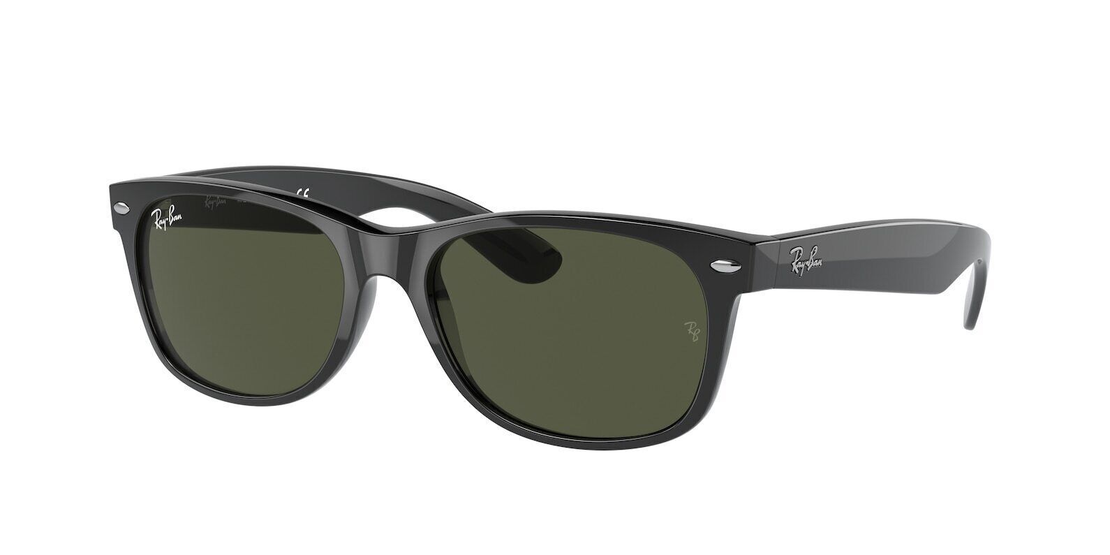 Ray-Ban New Wayfarer Classic Gloss Black / Green 55 mm Sunglasses RB2132 901L 55