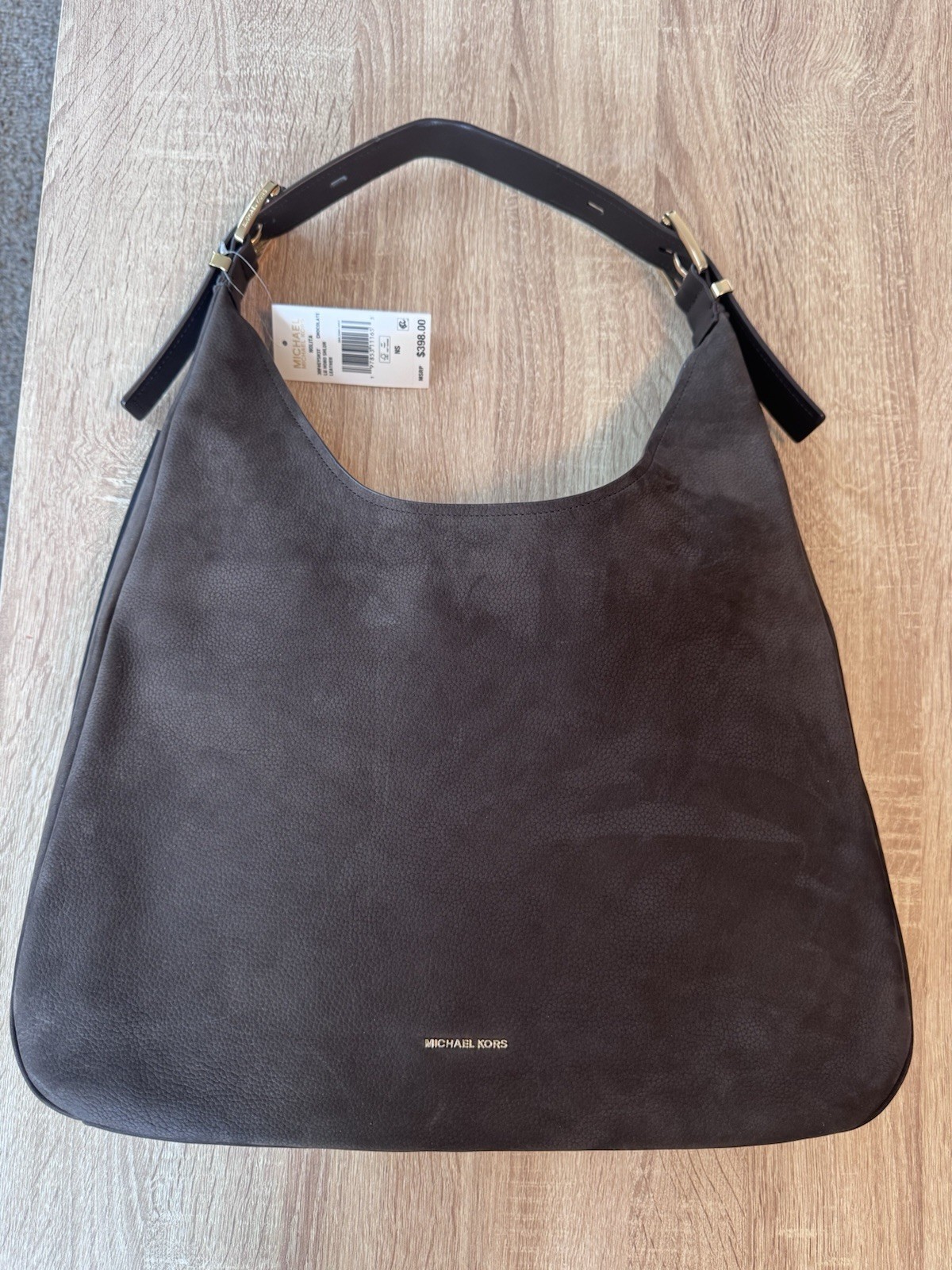 MICHAEL KORS Nolita Large Chocolate Leather Nubuck Hobo Shoulder Tote Bag NWT