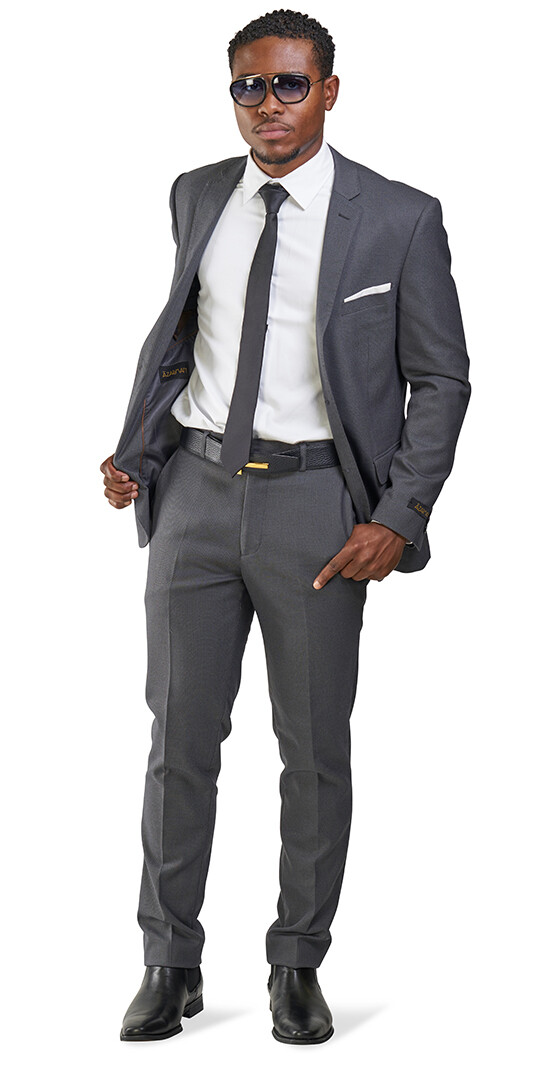 Charcoal Gray 3 piece 2 Button Micro Texture Weave Mens Suit 11812 BY AZARMAN