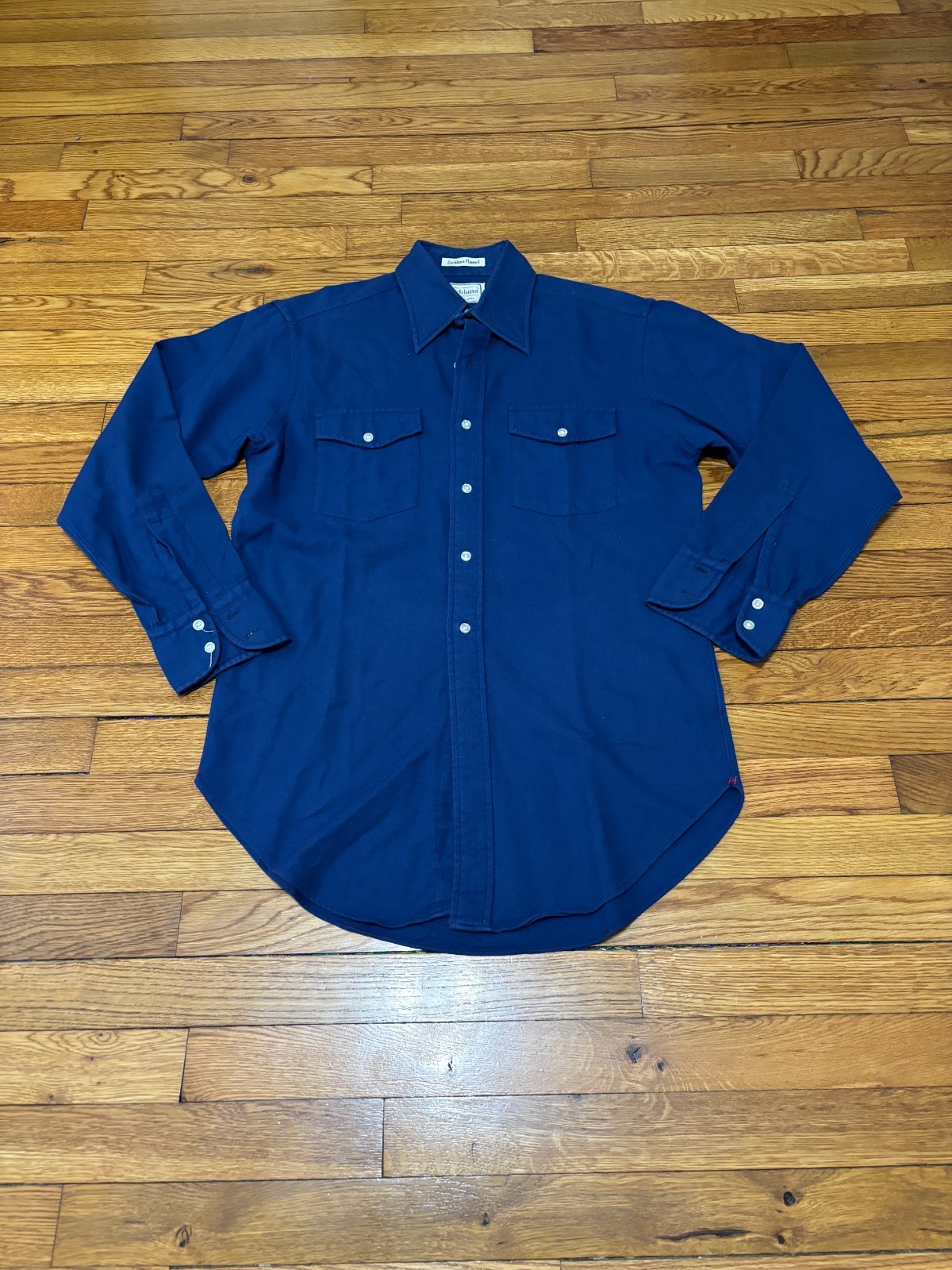 VTG Lochlana Hathaway Mens Flannel Button Down Shirt Sz Medium Blue Wool Cotton