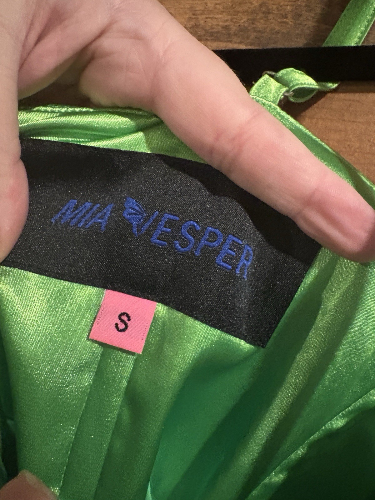 Mia Vesper Lime Green Sateen Dress With Many Bow Accents Adjustable Straps Small