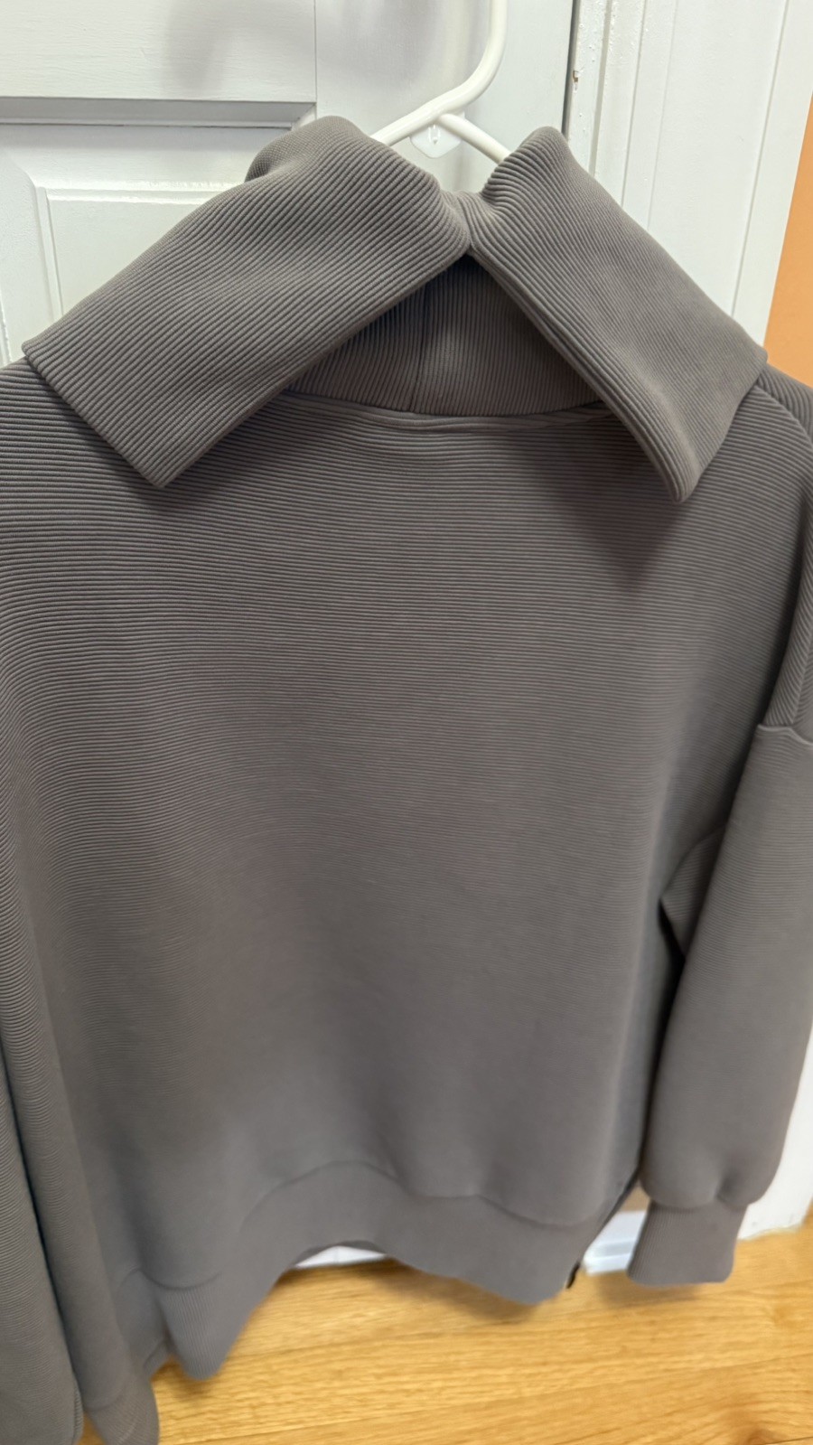 Varley Milton Sweat – Tarmac Longline Doublesoft Taupe Fleck Pullover