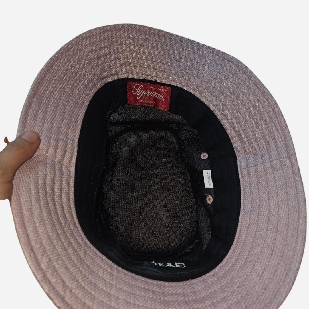 Supreme Spring Summer 2022 Pink Lilac Raffia Crusher Bucket Hat