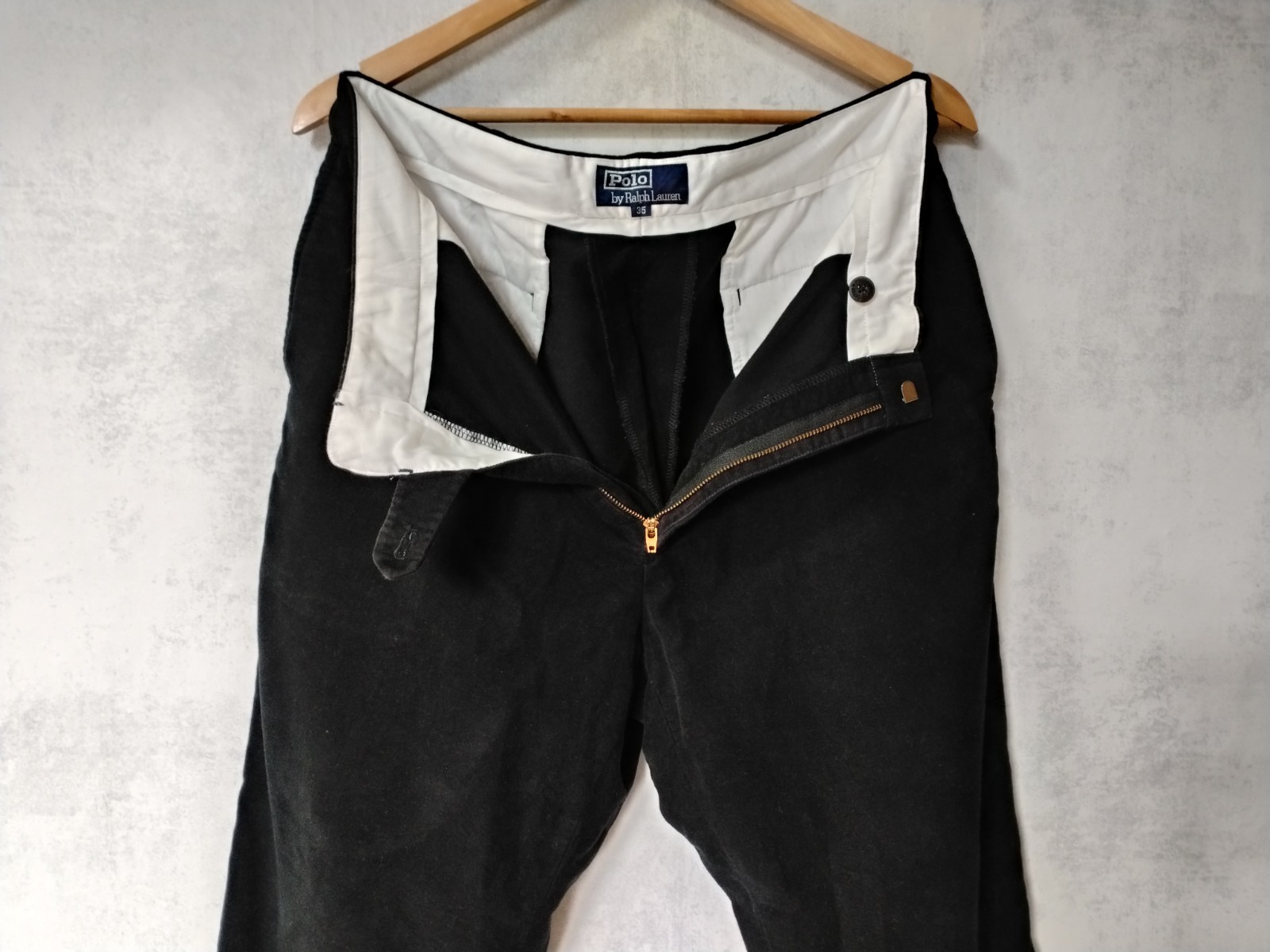 Polo By Ralph Lauren Japan Black Corduroy Pants Mens W35 Straight Fit 100%…