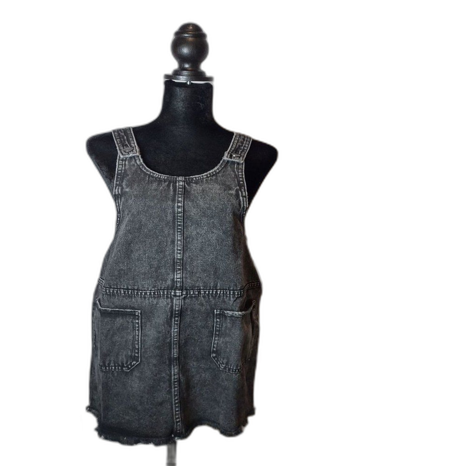 NWT Juniors’ SO® Scoop Front Pinafore Dress Black Wash Denim Size XS