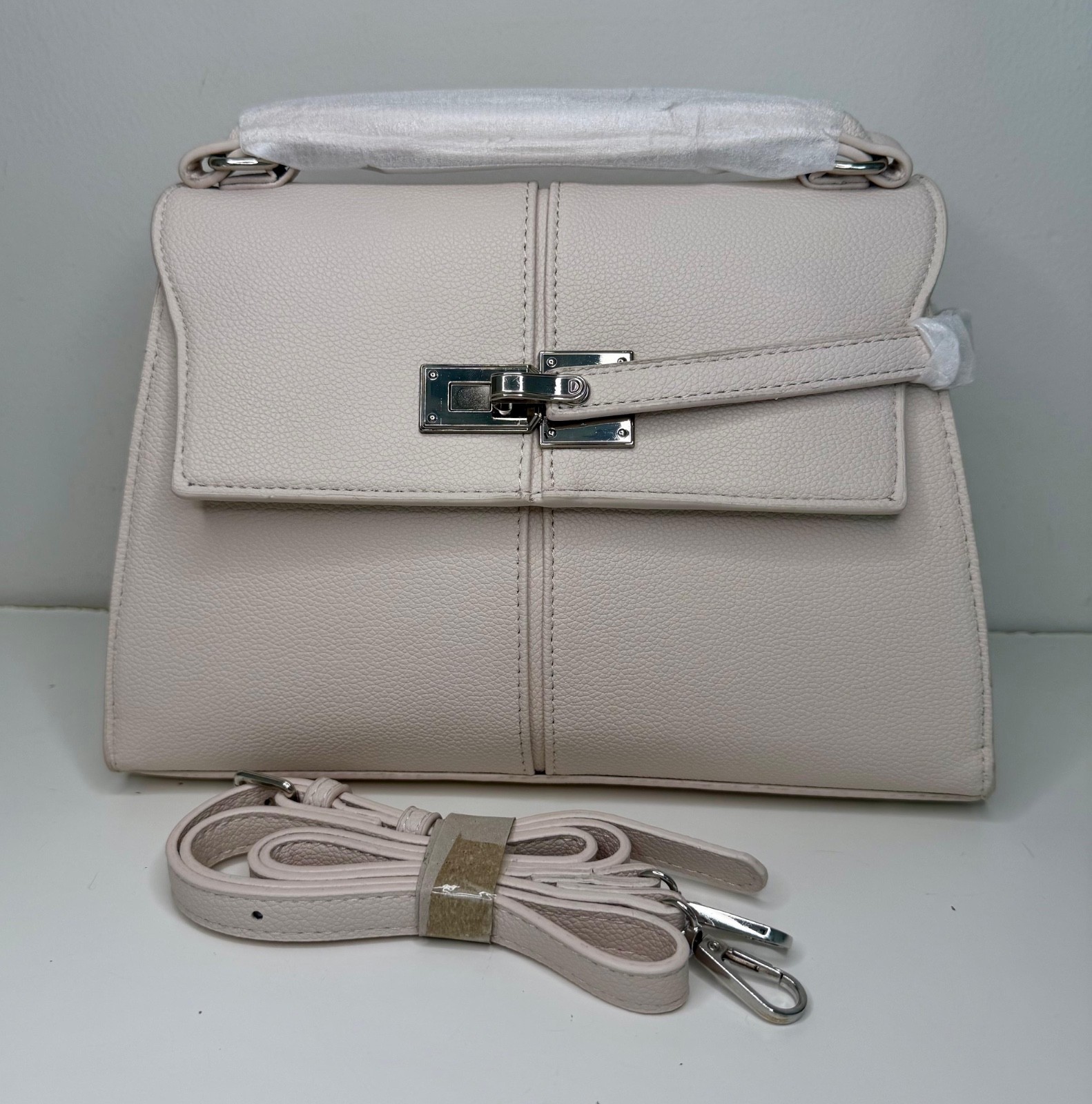Structured Top Handle Bag, Women Elegant Satchel Purse, Mini Handbag with Strap