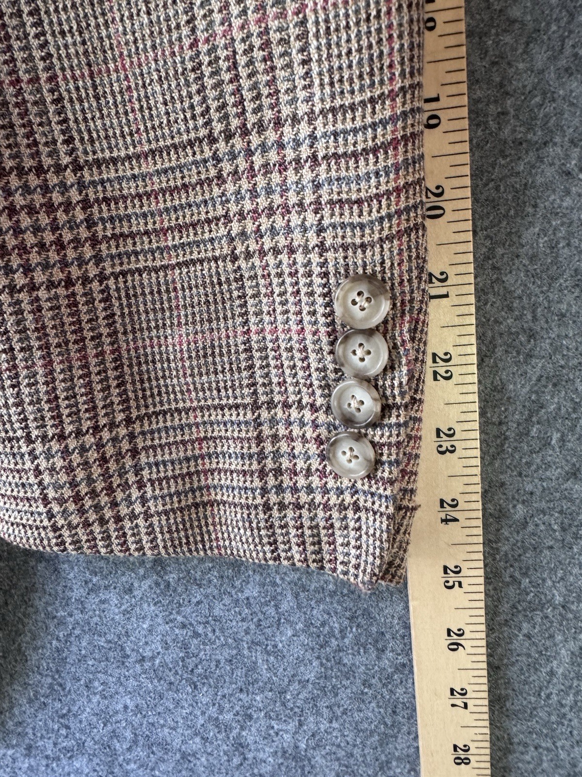 Brooks Brothers Men’s Brown Plaid Tweed Silk Linen Wool Sport Coat 44 Made Italy