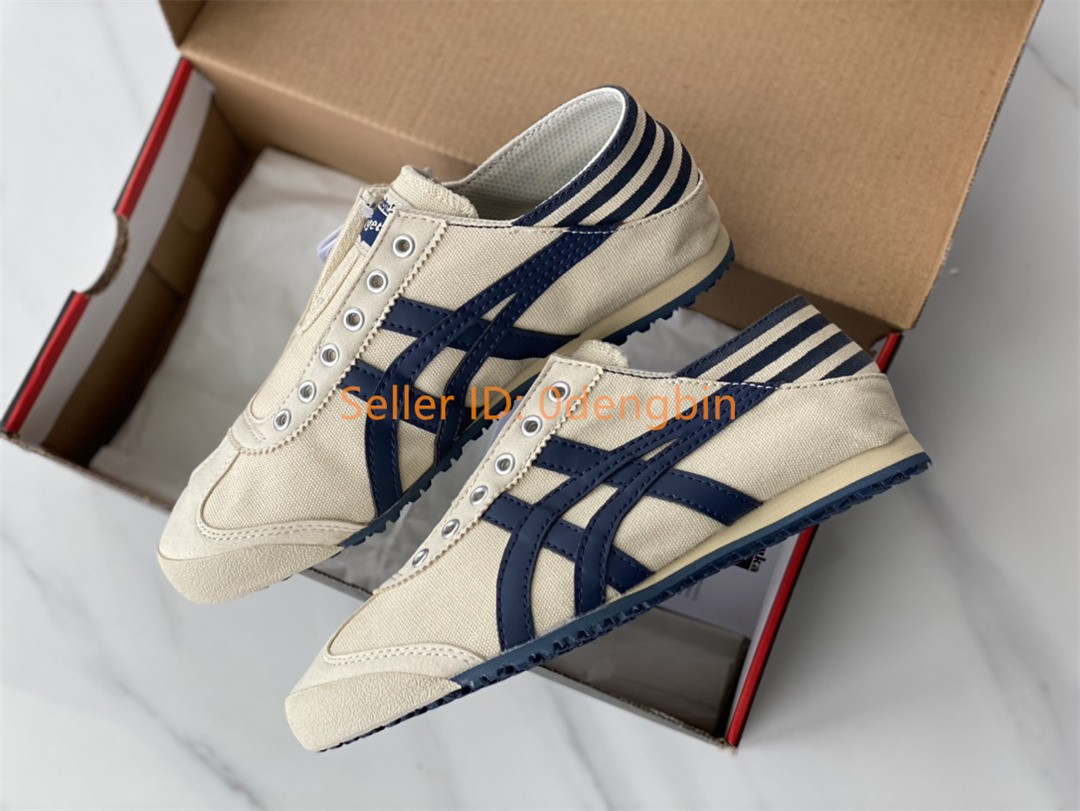 Retro Onitsuka Tiger MEXICO 66 Mens Womens Slip-on Casual Shoes Birch/Navy Blue