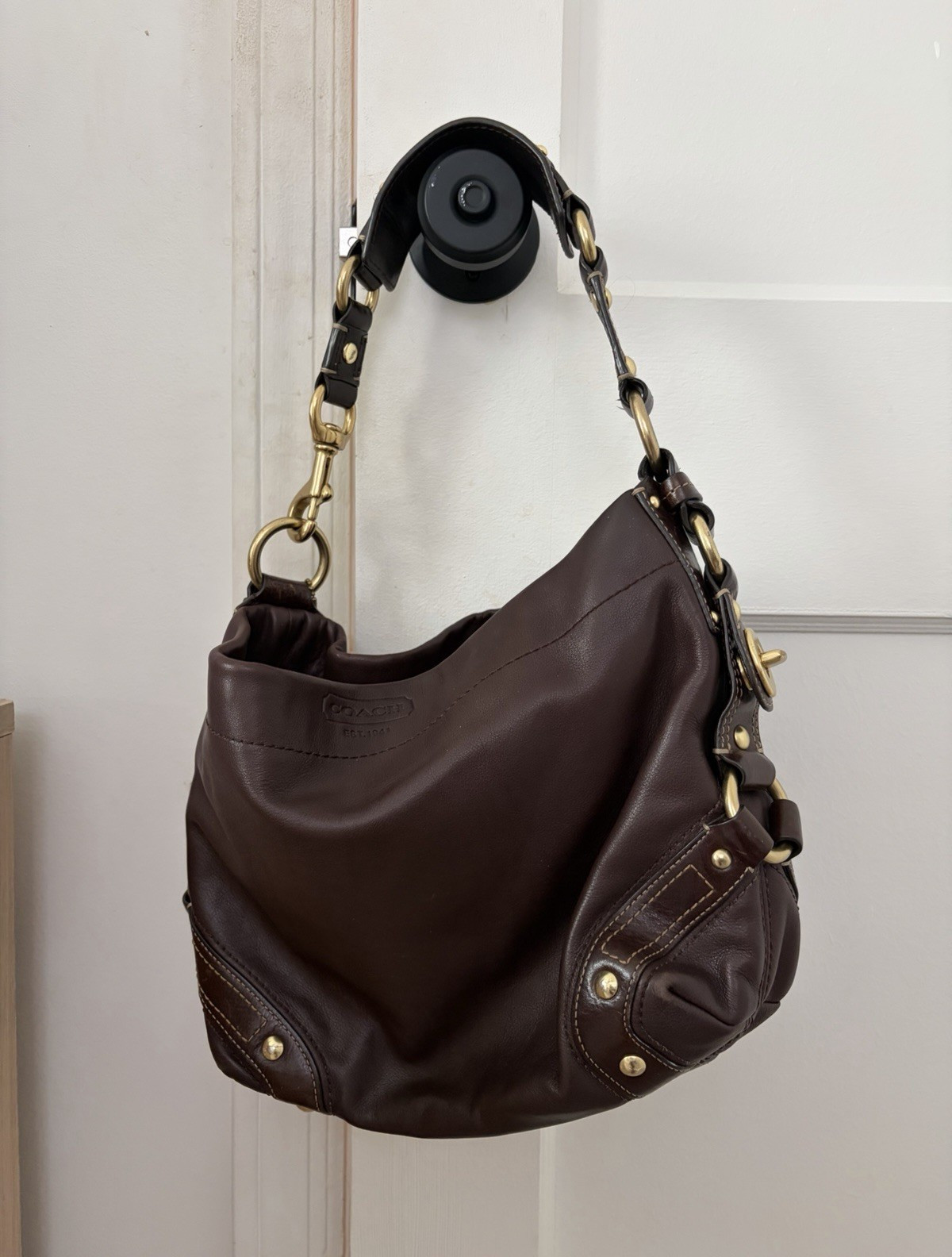 Coach 10615 rare vintage purple leather Carly hobo bag