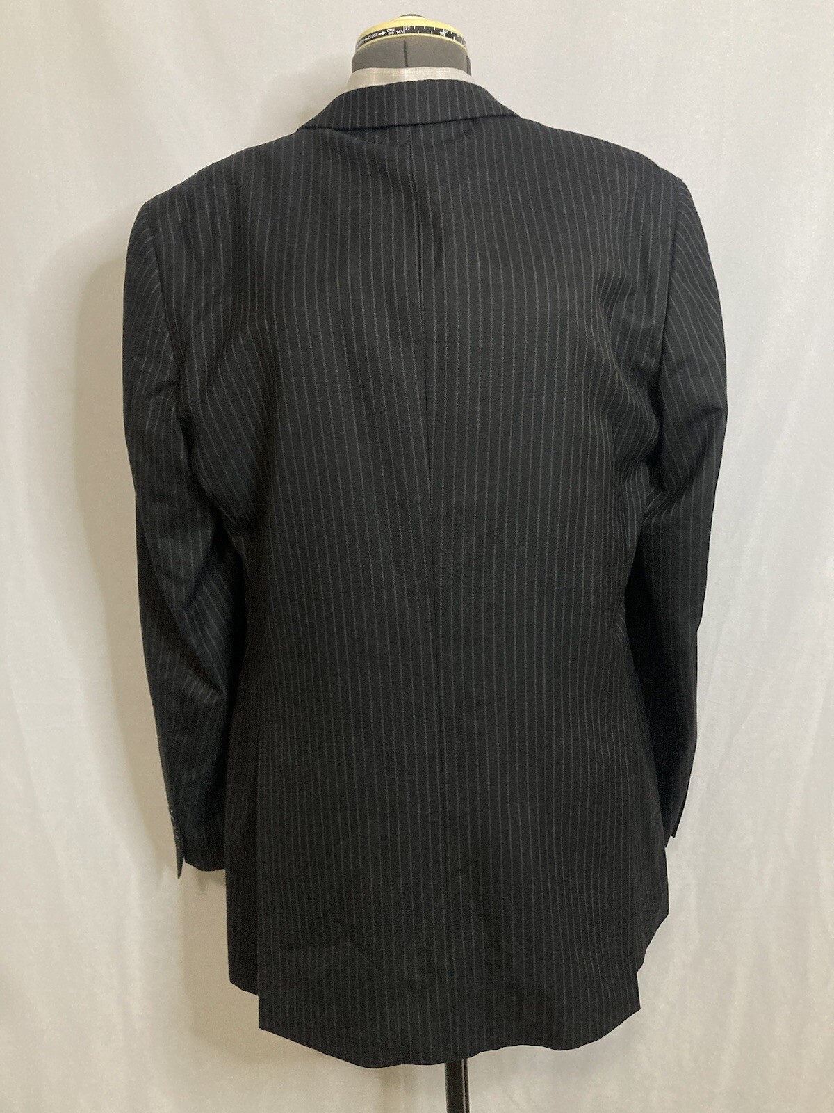 Mens 44L Blazer Black Striped Wool 3 Button 2XL 48″ Sport Coat Suit Jacket JNY