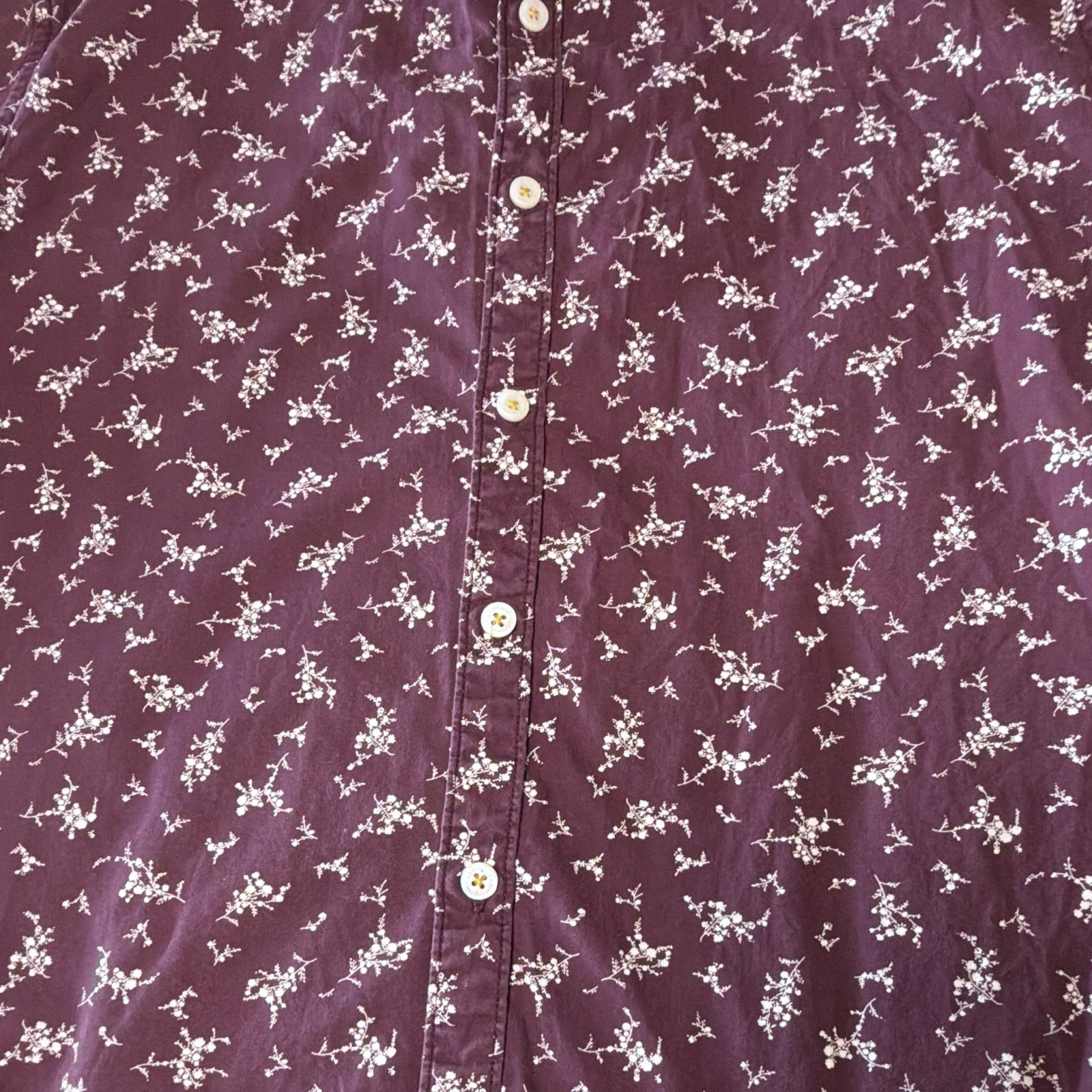 Denim & Flower Ricky Singh Men’s L Purple Floral Woven Cotton Slim Button-Down
