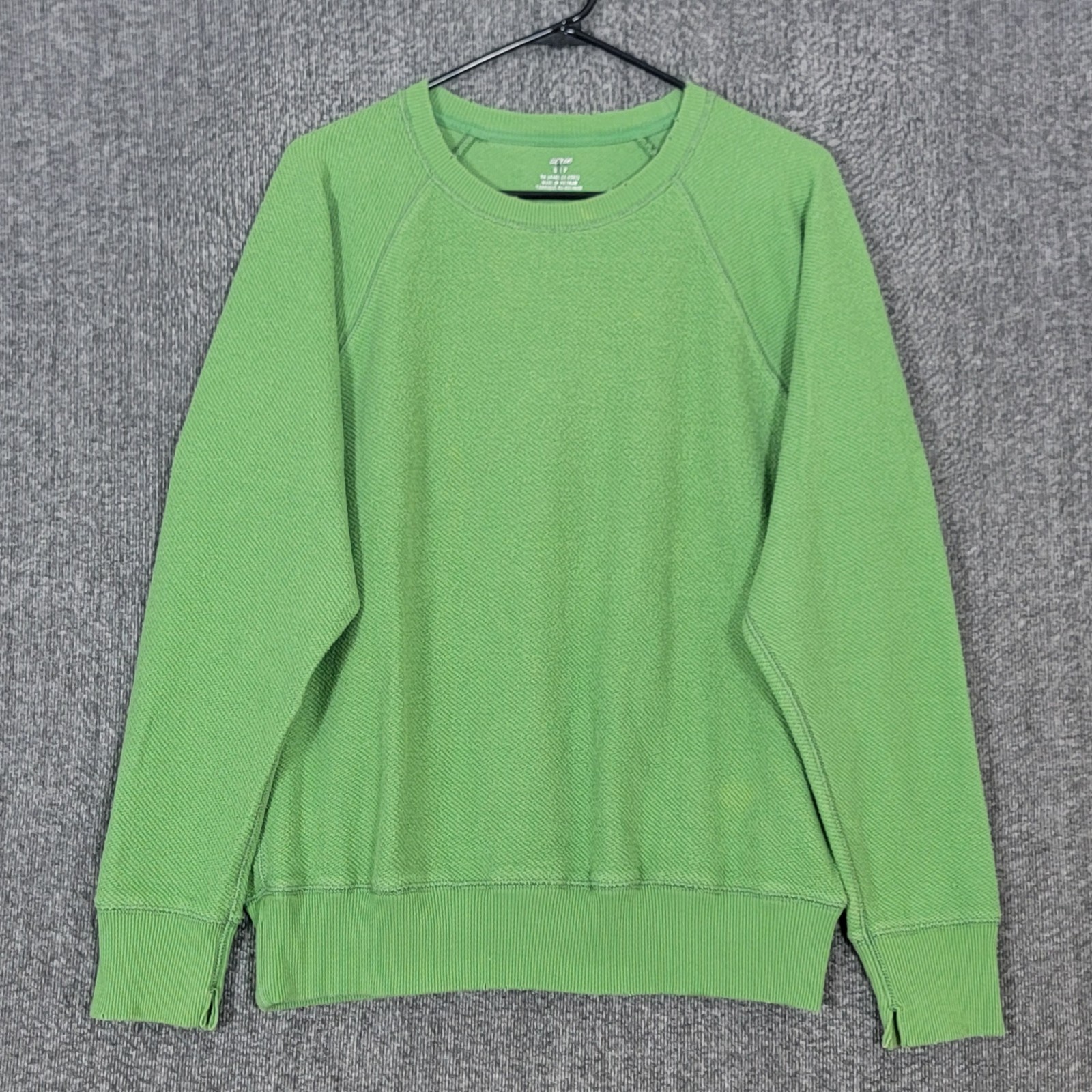 Aerie Sweatshirt Womens Small Green Oversized Crew Neck Comfy Distressed Sweater