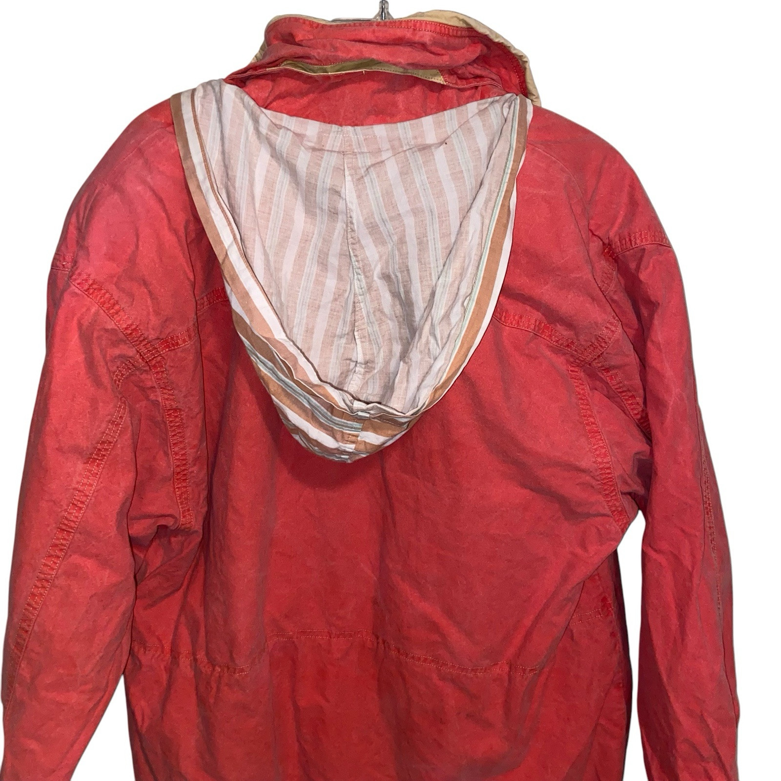 J McLaughlin Jacket Womens Medium Hood Sailing Preppy Outdoor Nautical Vtg Flaw