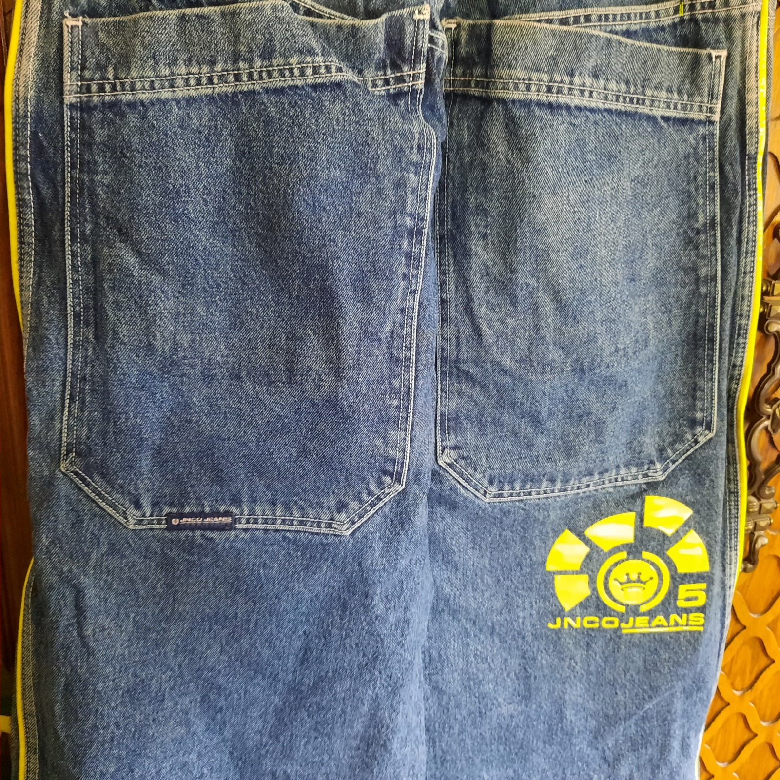 JNCO Vintage 90s NEON Green Stripe Skunk Skater Pipes Wide-Leg Jeans 32×30 Baggy