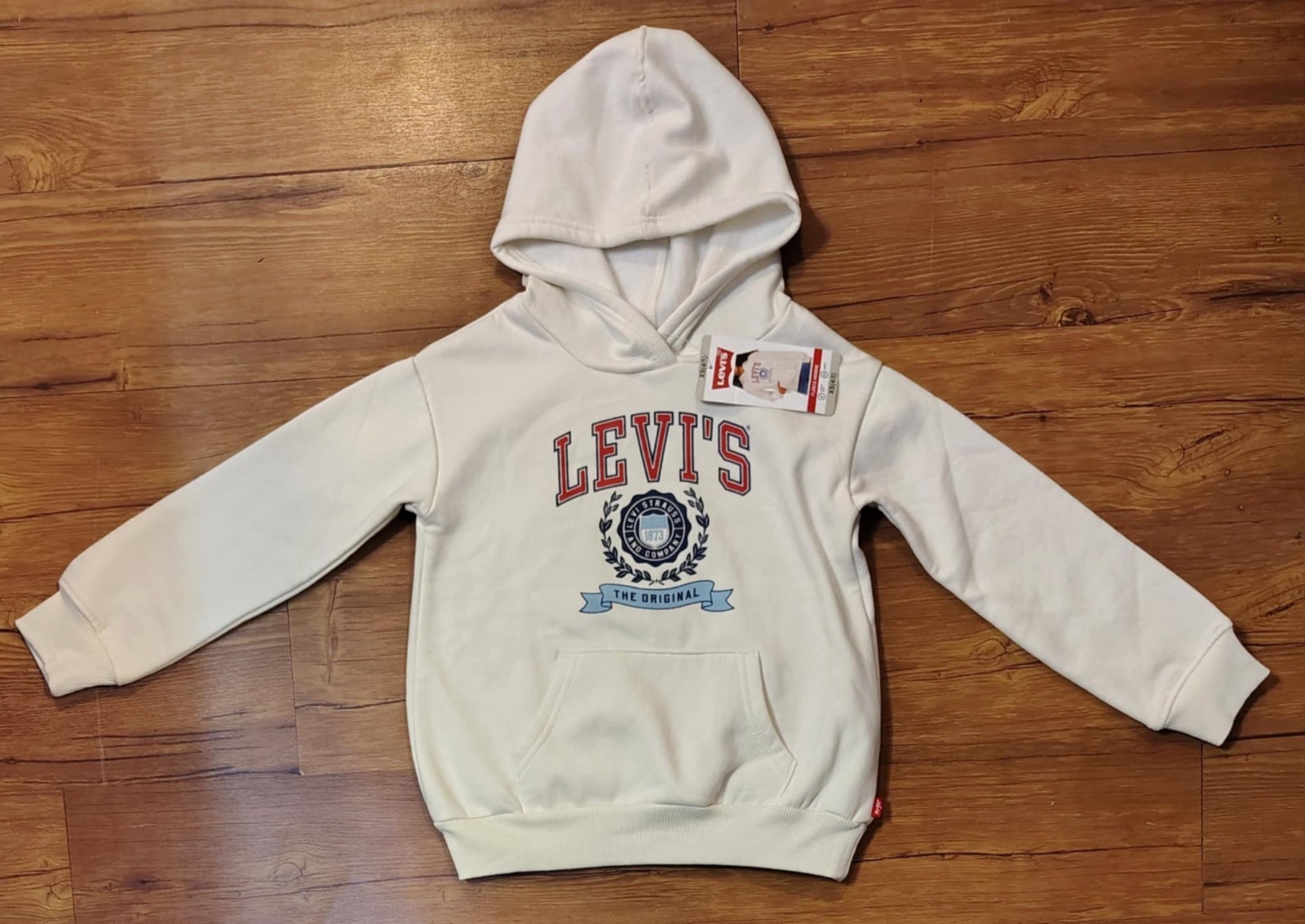 Levi’s Girl’s Kangaroo Pocket Easy Care Soft Fleece Hoodie Cream XS 4/5