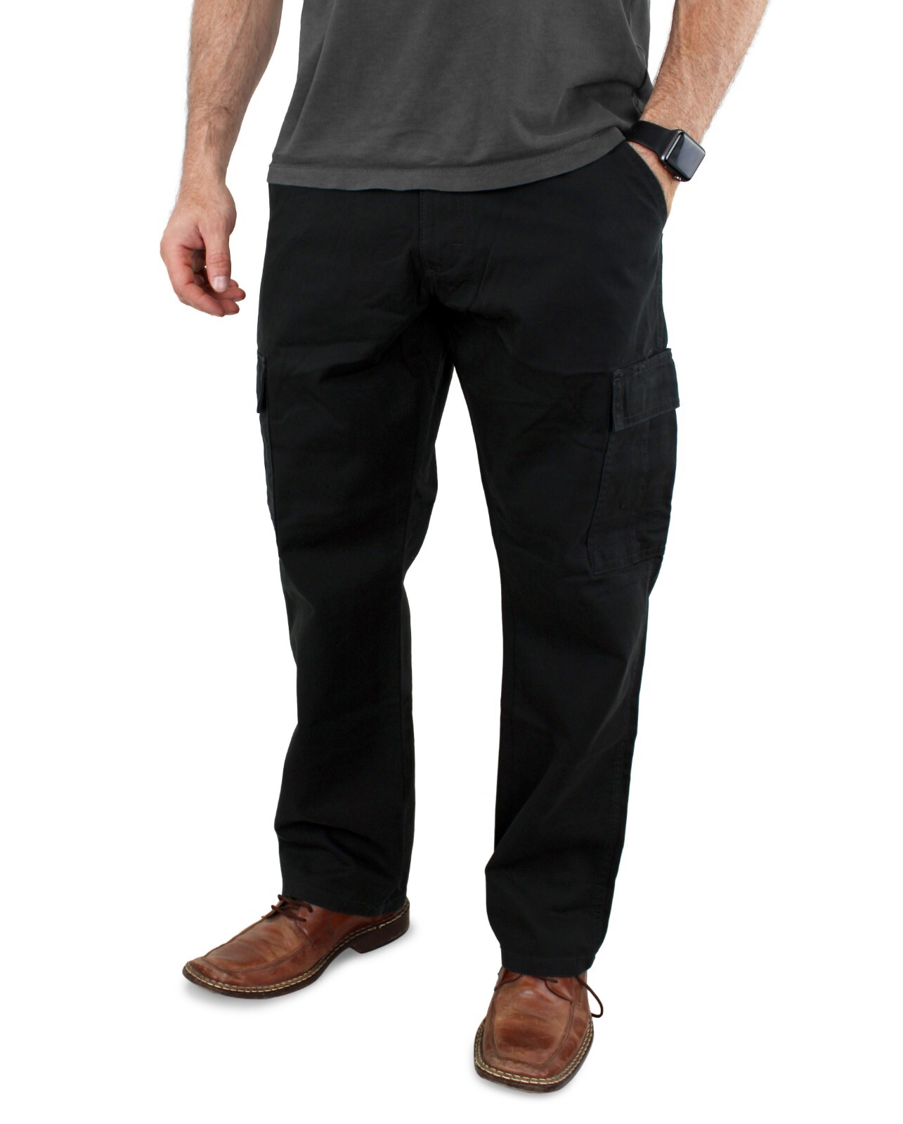 Wrangler Authentics Men’s Cargo Pants Regular Fit, Twill, 8-Pocket, L & R Tech