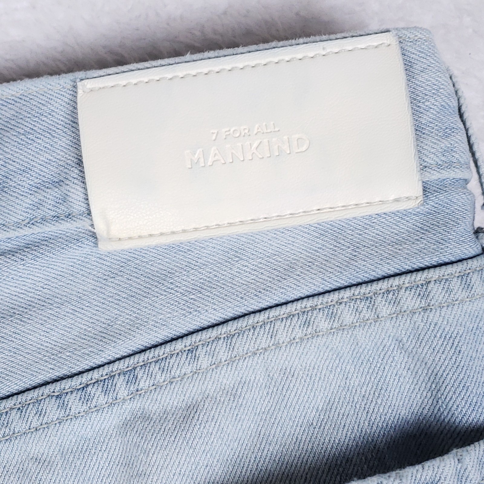 7 For All Mankind 31 Easy Straight High Rise Light Wash Jeans Button Fly Rigid