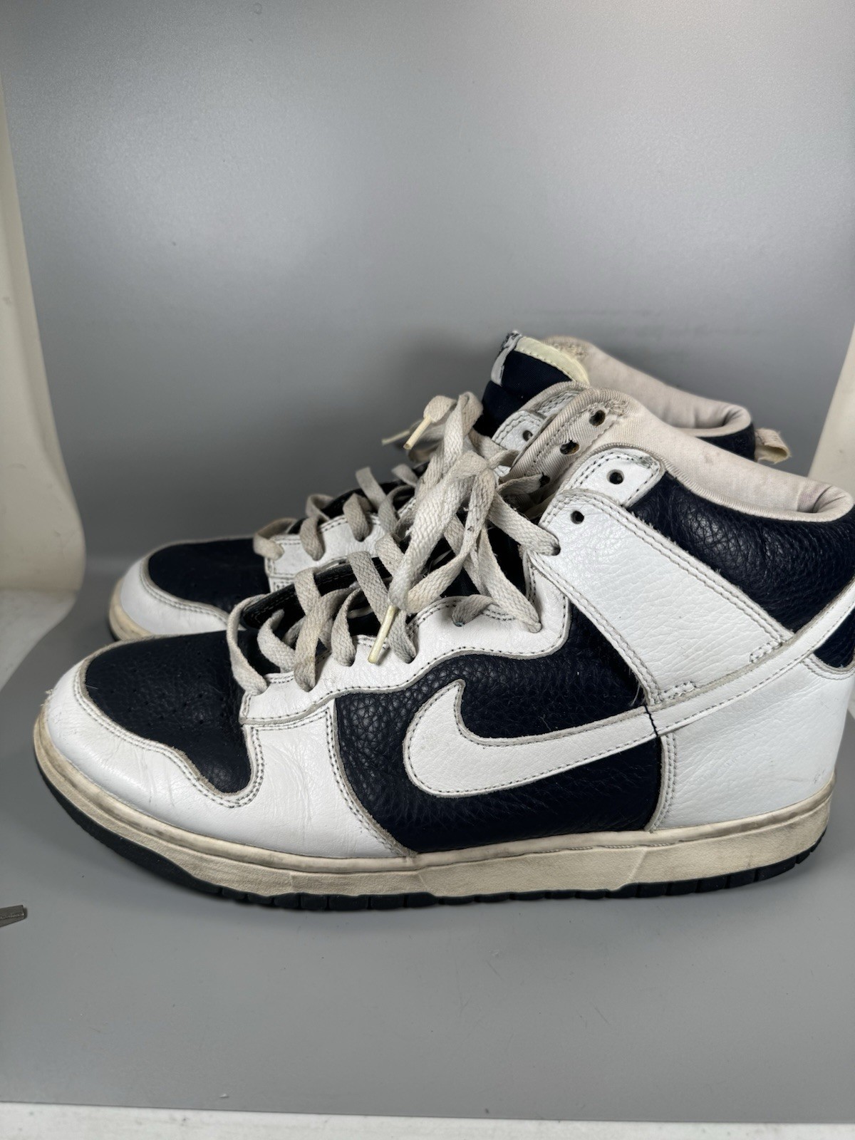 Nike Dunk High White Navy 830383-412 Men’s 10.5 Vintage 2000 Used