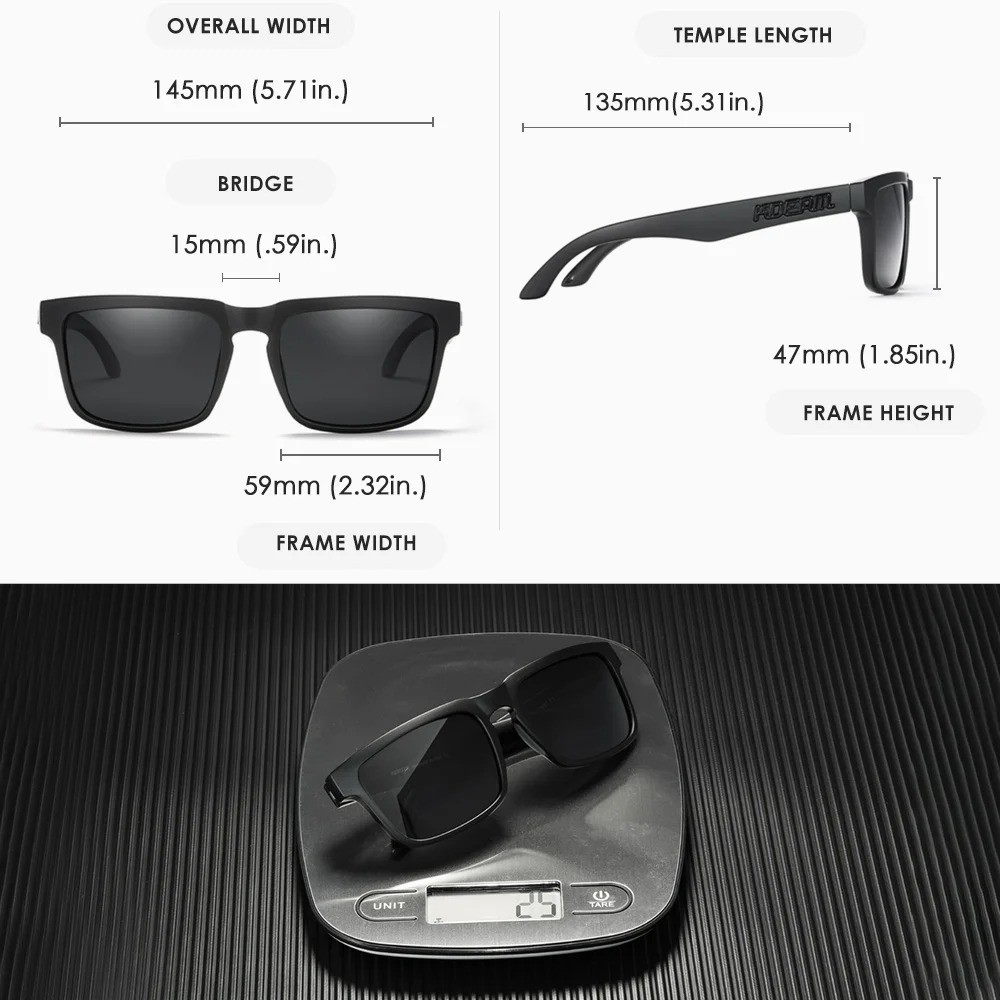 KDEAM Polarized Square Sunglasses UV400 Outdoor Driving Fishing Men Women Case