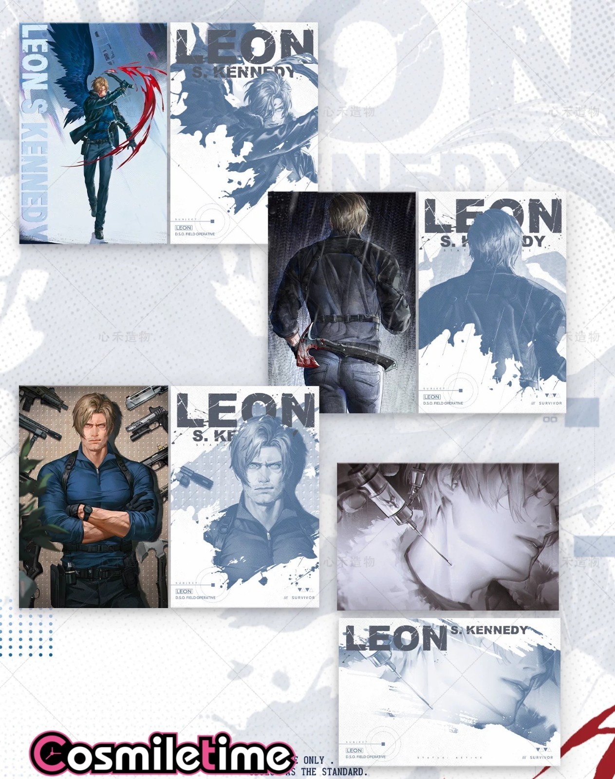 Leon Scott Kennedy Acrylic Stand Postcard Color Paper Badge Set Collection YZ