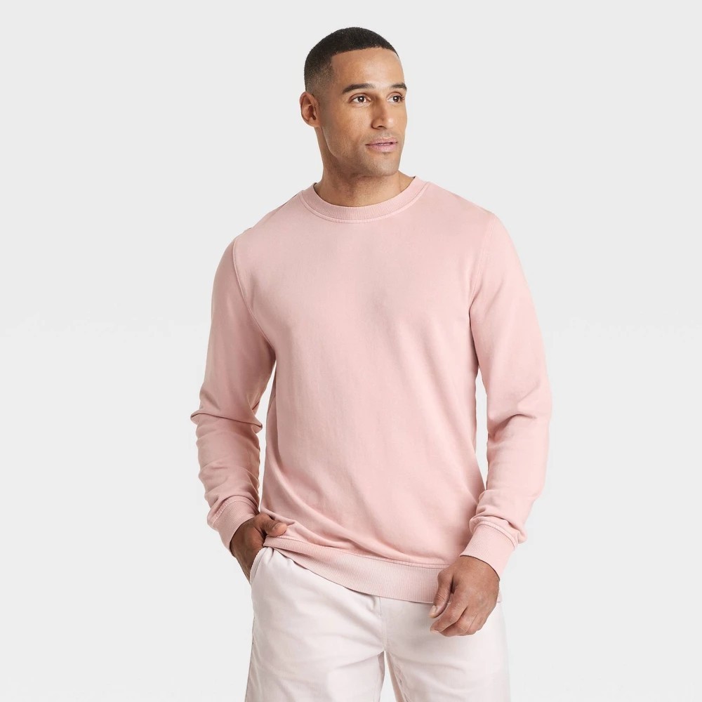 Men’s M Goodfellow Crewneck Sweatshirt Pink French Terry Pullover