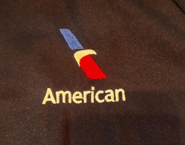 Sport-Tek Men’s L Navy Long Sleeve Mesh Polo Embroidered Logo American Airlines
