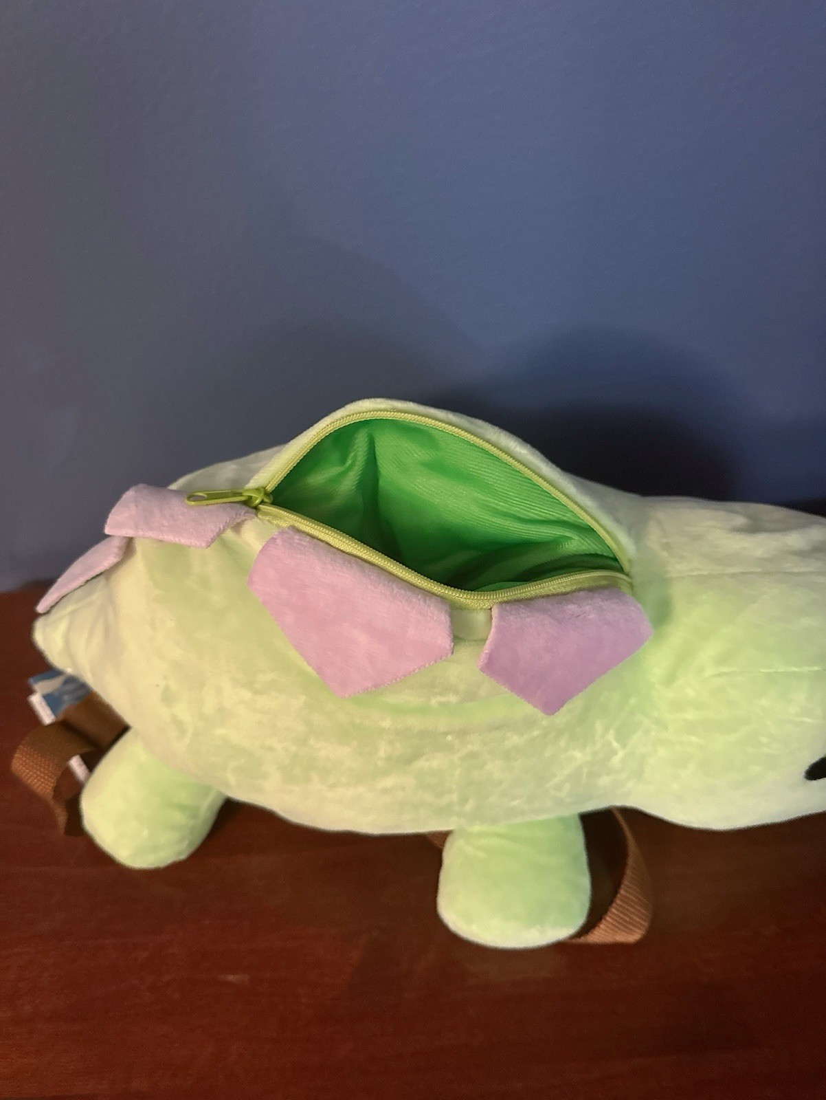 NWT Angry Green Stegosaurus 11.8” Plush Dragon Dinosaur Backpack Round1
