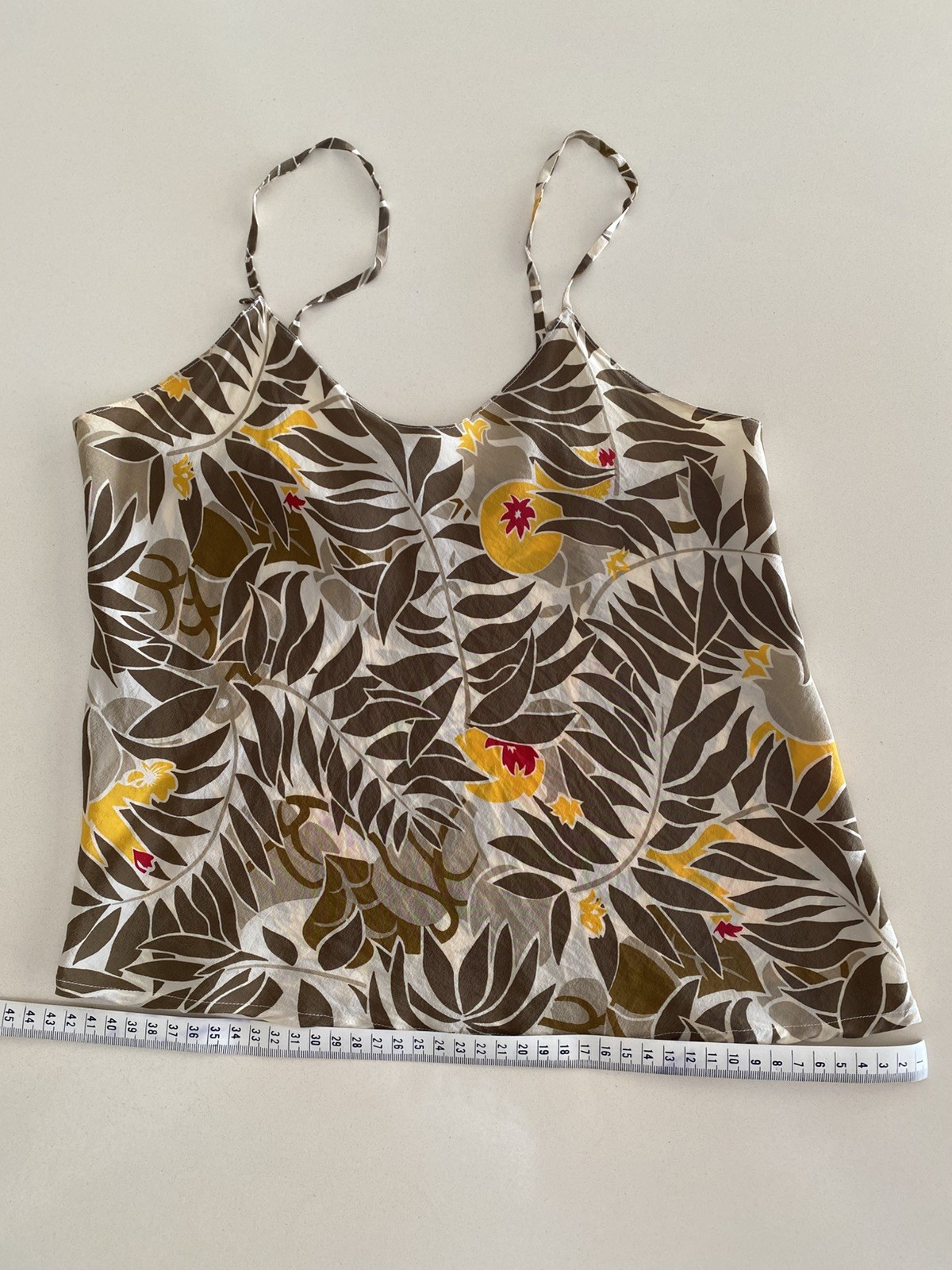 Vintage 90s Fenn Wright & Manson 100% silk Cami Tropical Print bias cut Size S
