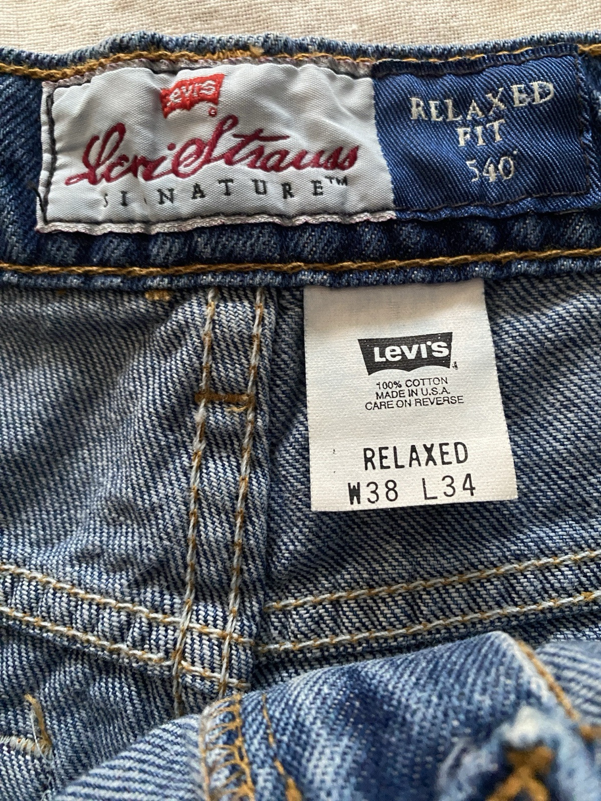 Levis Levi’s 540 Brown Tab Jeans W38 L34 Relaxed Fit Inseam 31″ USA Made