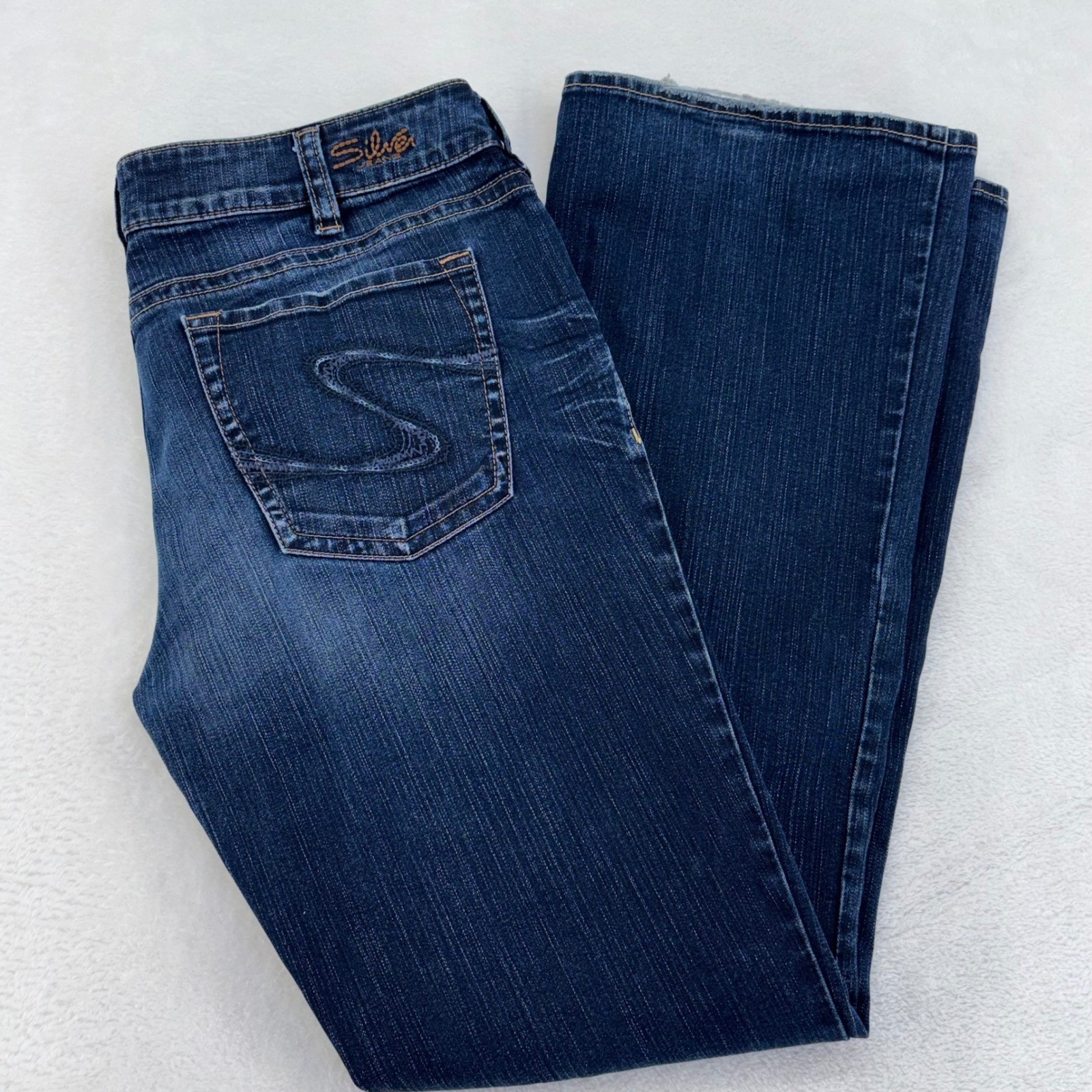 Silver Jeans Co Suki Mid Rise Bootcut Dark Wash Denim Blue Jeans Womens 36×32