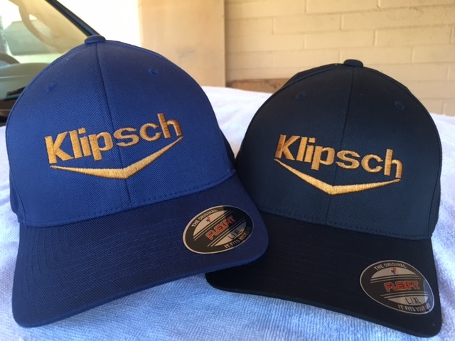 Klipsch Audio Speakers Logo Embroidered Flexfit Ball Cap Black Navy SM-XXL