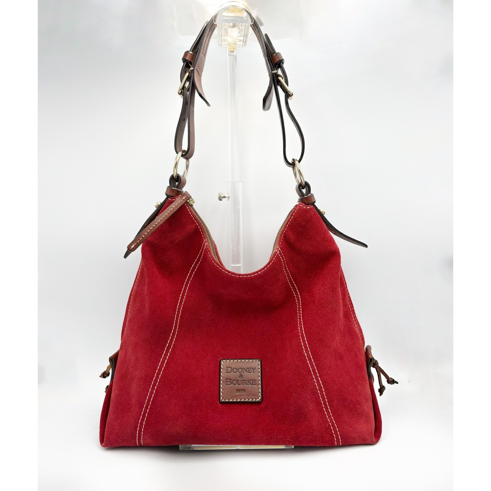 Dooney and Bourke Red Suede Hobo Shoulder Bag | Y2K Style w/ Buckle Straps