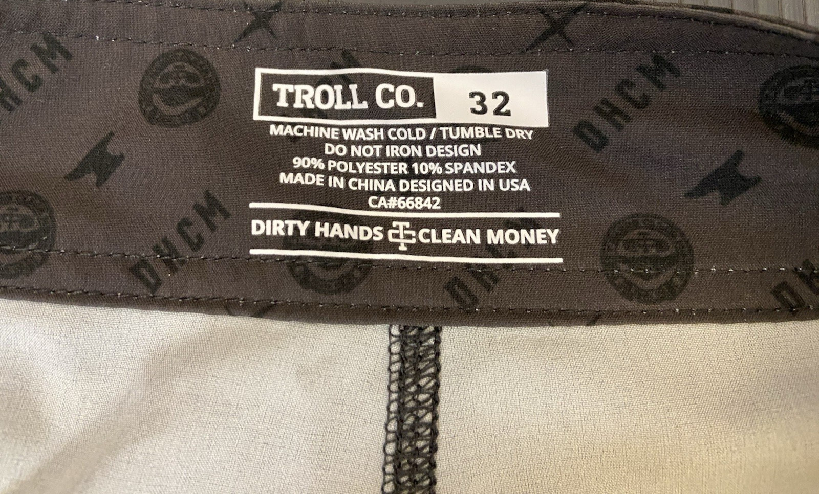 Troll Co. Cassera Board Shorts~Support Blue Collar Graphic~Gray/Black~Sz 32~NWT