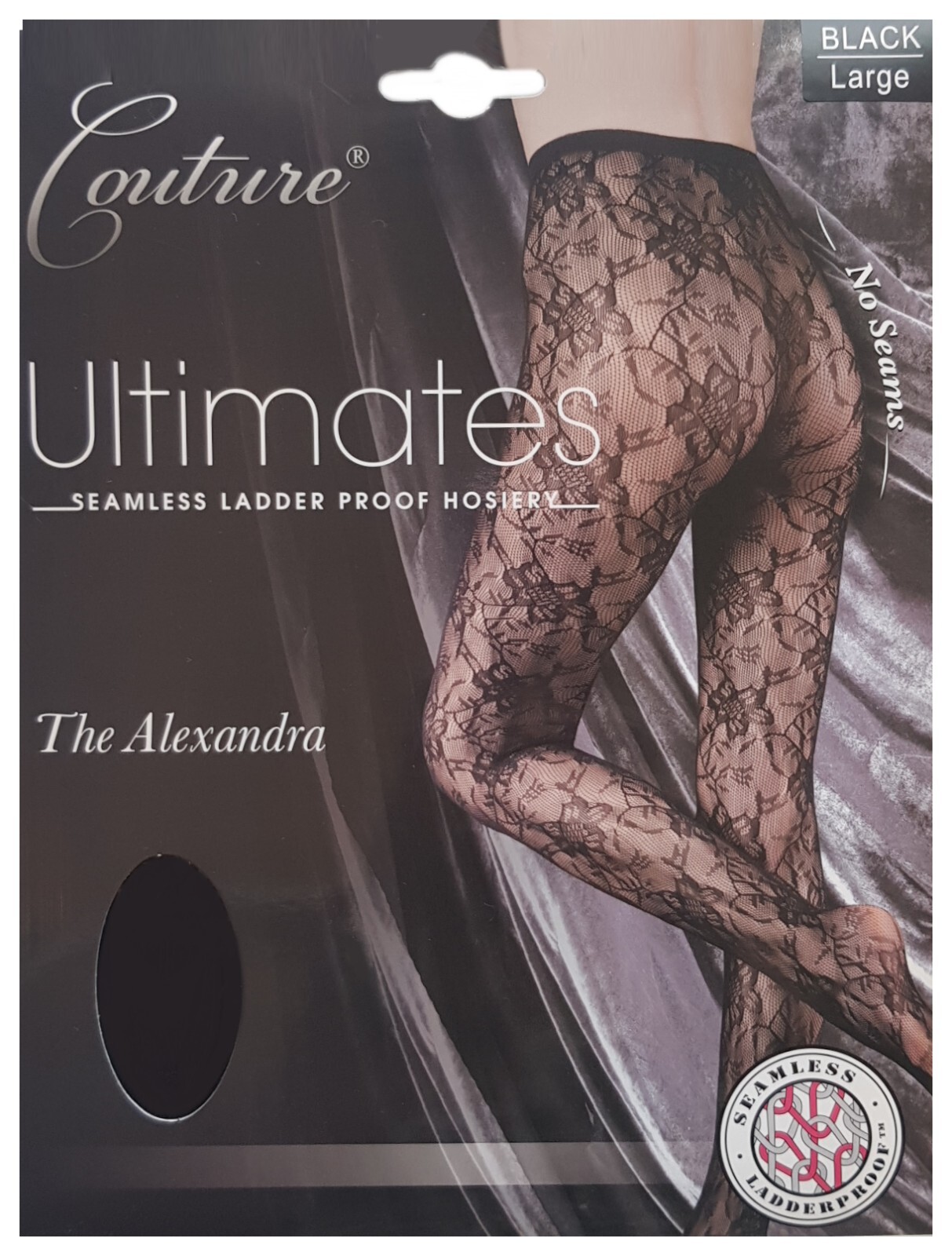 FISHNET TIGHTS Ladder Proof BLACK Floral Pattern COUTURE Ultimates Alexandra M L
