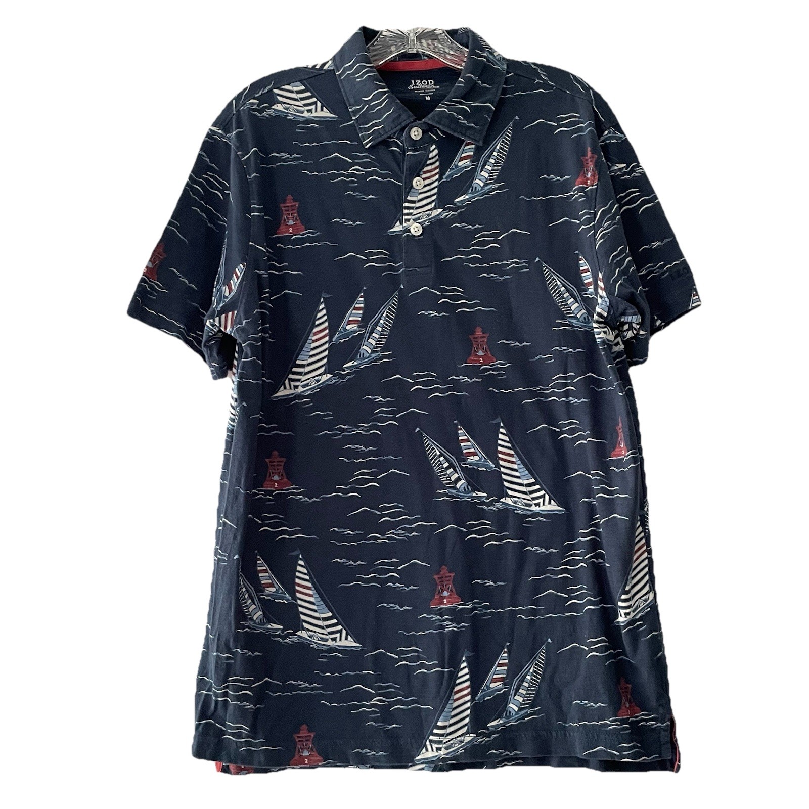IZOD Saltwater Relaxed Classics Dockside Mens Size Medium Sailing Polo Shirt