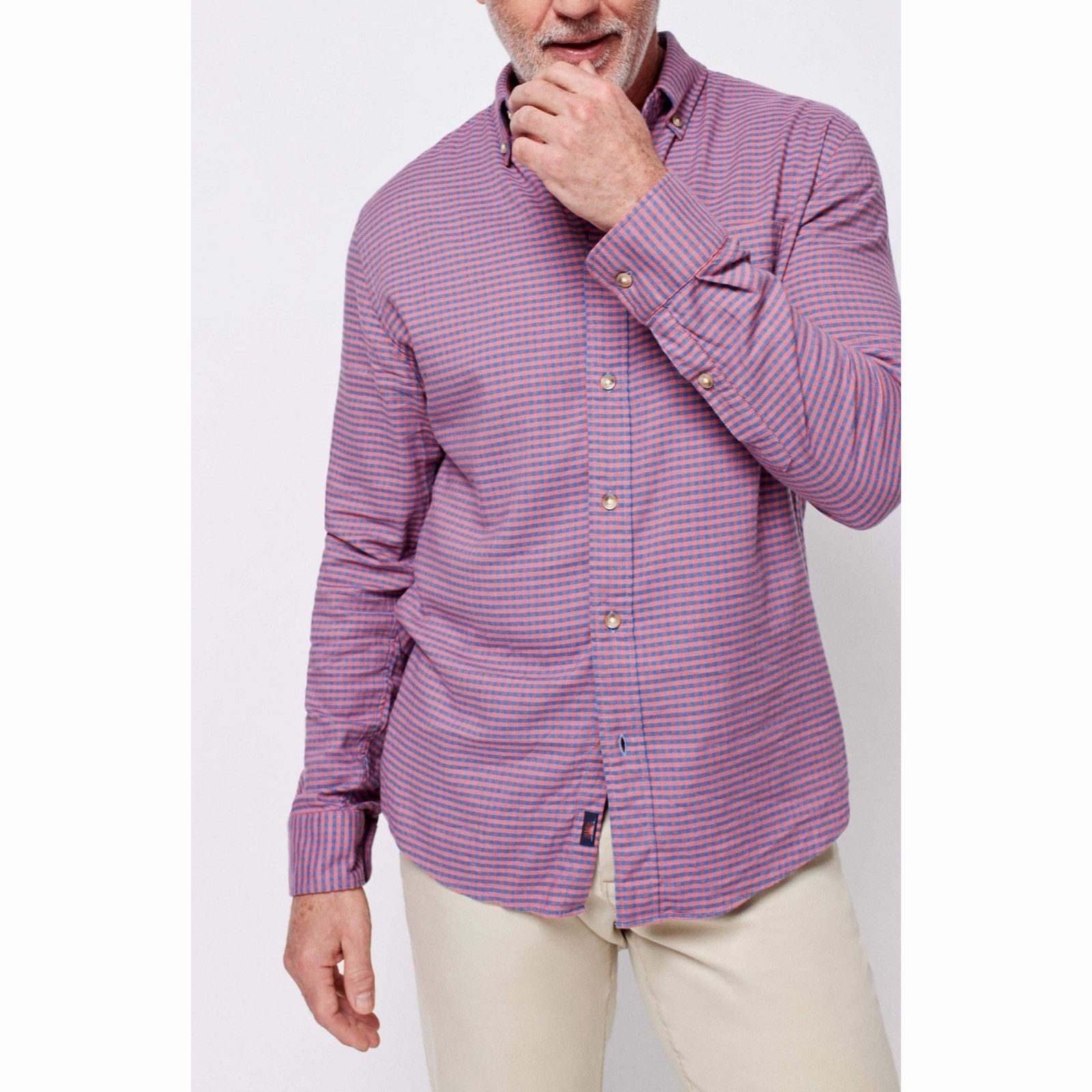 Faherty Mens Lightweight Movement Flannel Shirt Long Sleeve BLUE ROSE GINGHAM M