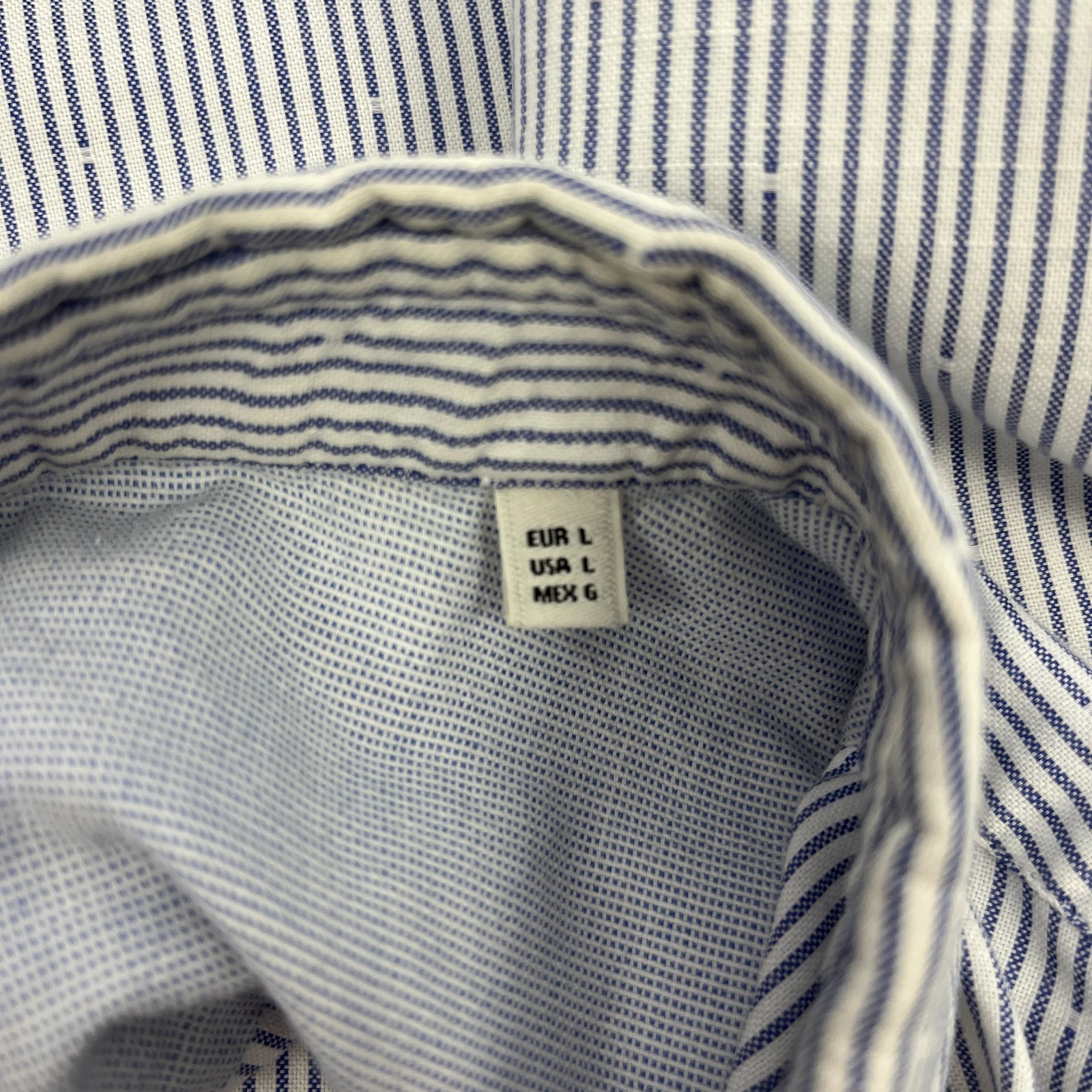 Massimo Dutti Shirt Button Down Blue Stripe Long Sleeve Flip Cuff Mens Sz L