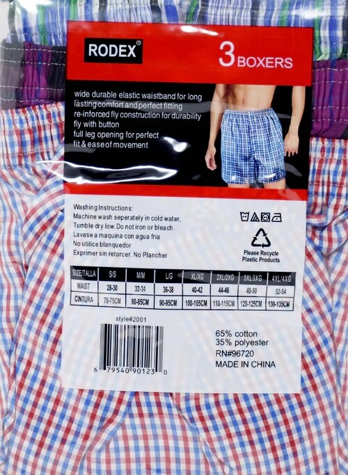 3, 6 Pack MEN’S Woven BOXER “Cotton & Tag Free” Size Up to 3XL