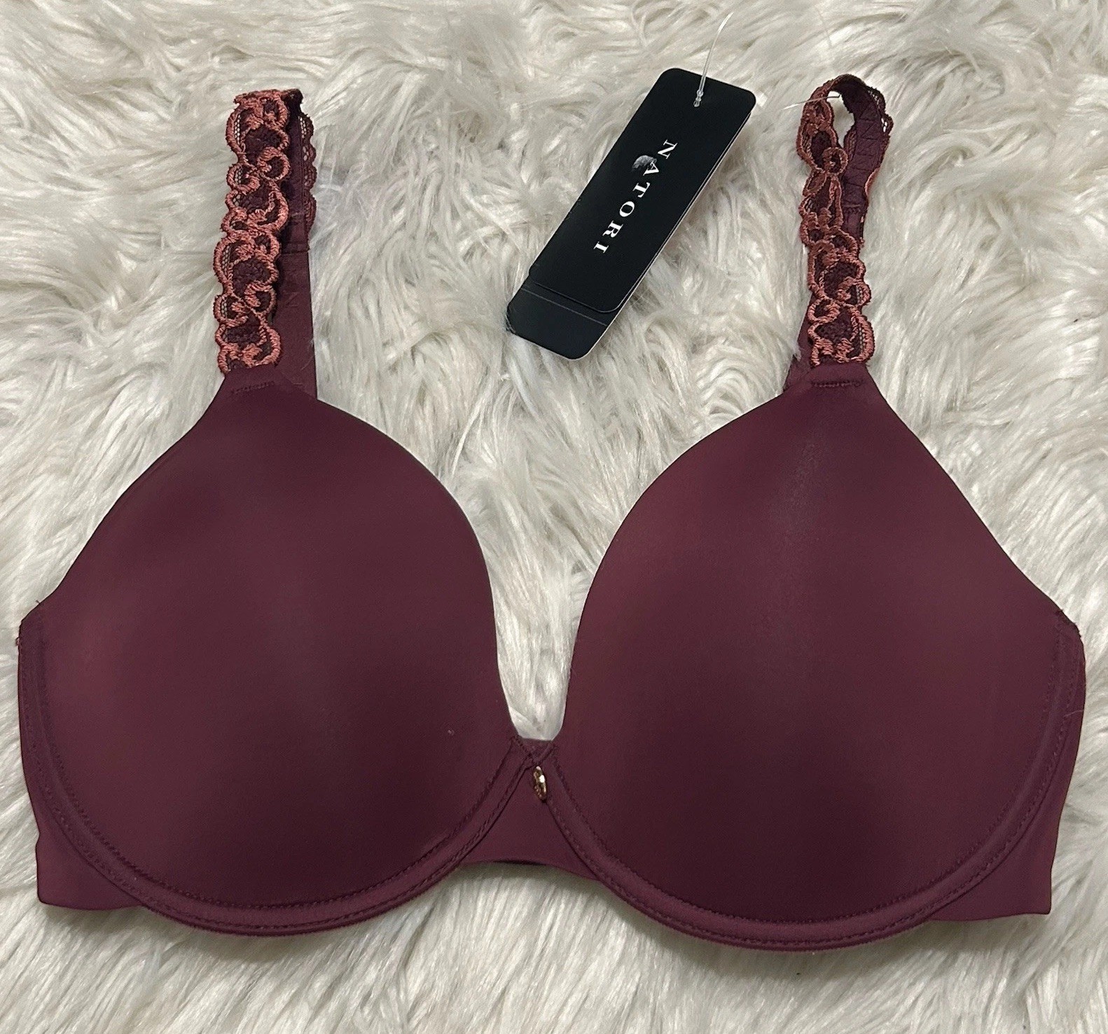 Natori 32DD Bra Fig Luxe Full Fit 732080 Underwire Back Closure NEW $74