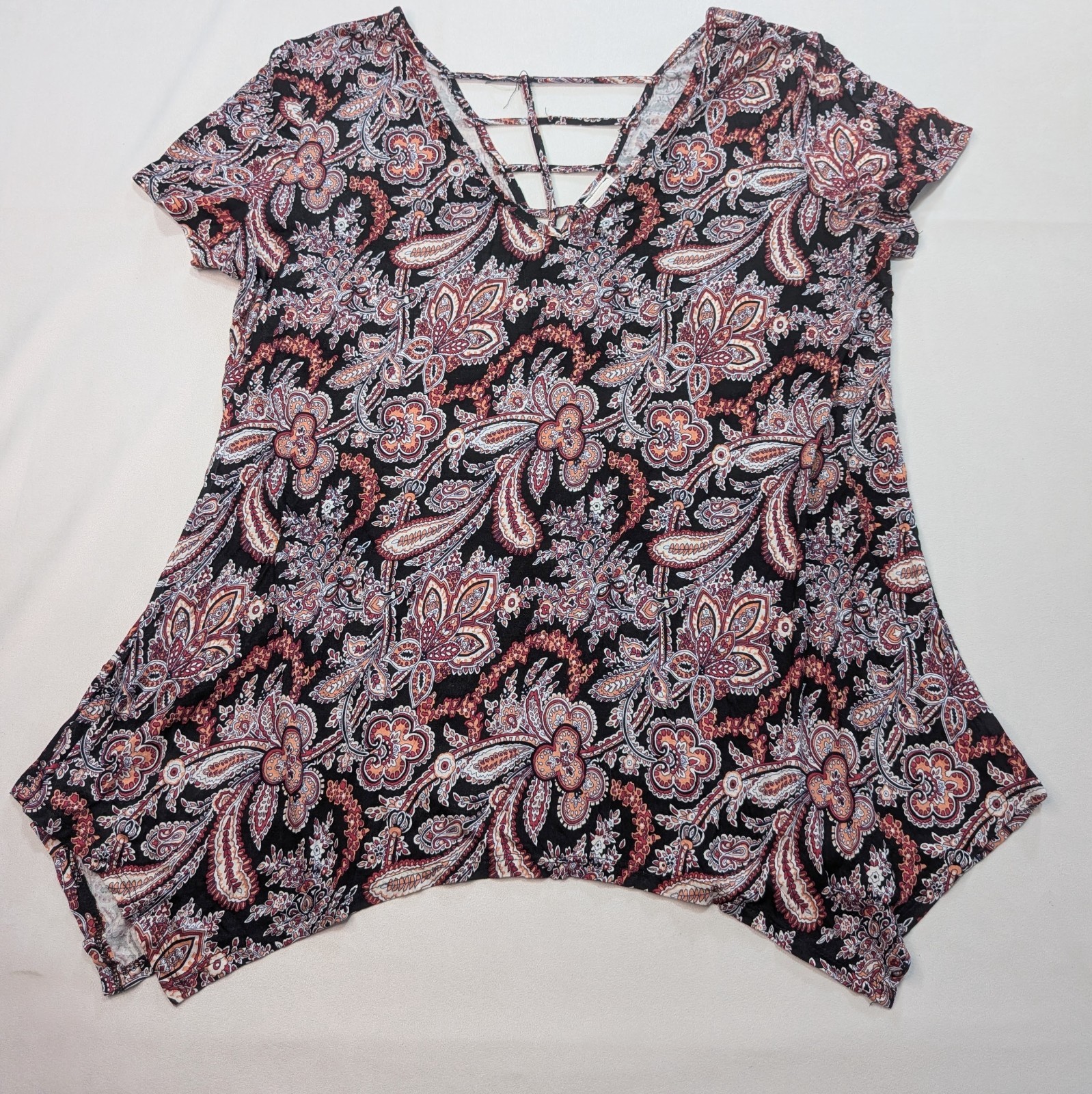 Daytrip Brand multi-color Sleeve Poly/spandex Blouse XXL deep V back