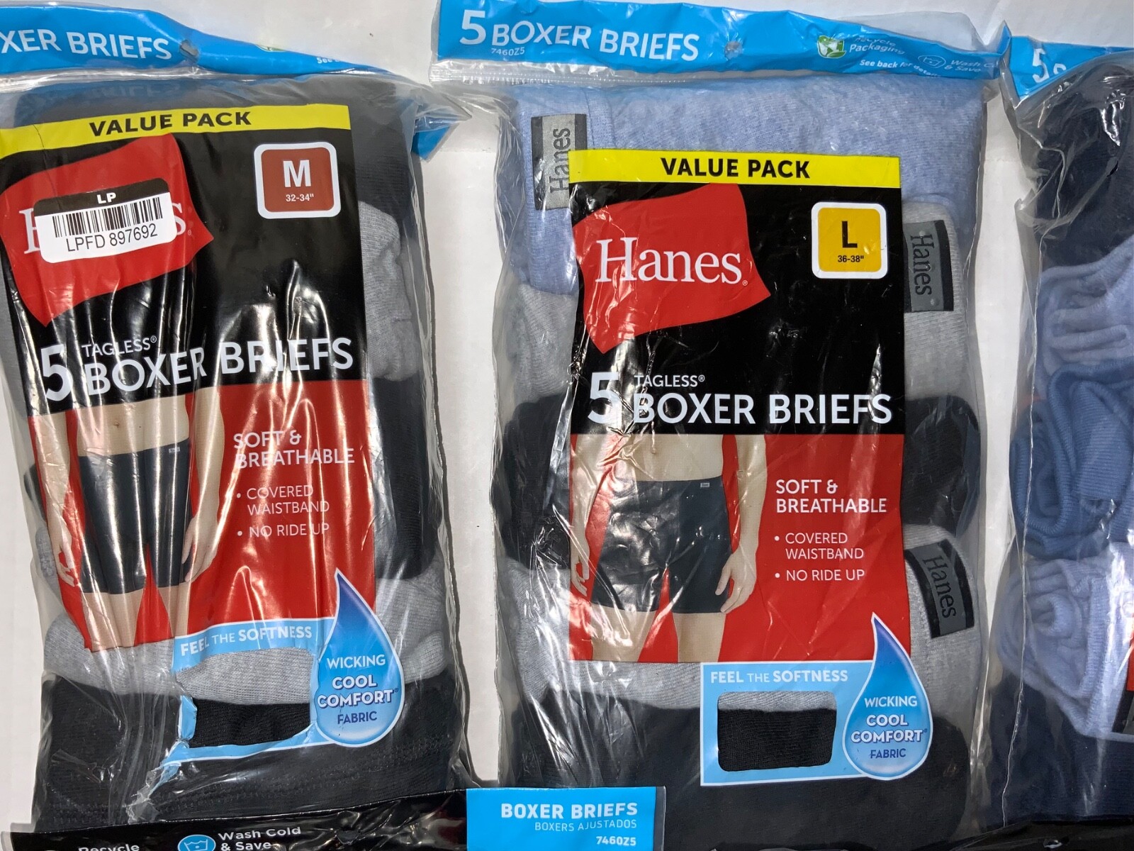 Hanes COVERED BAND SMALL XL Cool Comfort Tagless Boxer Briefs wicking 4-5 pr