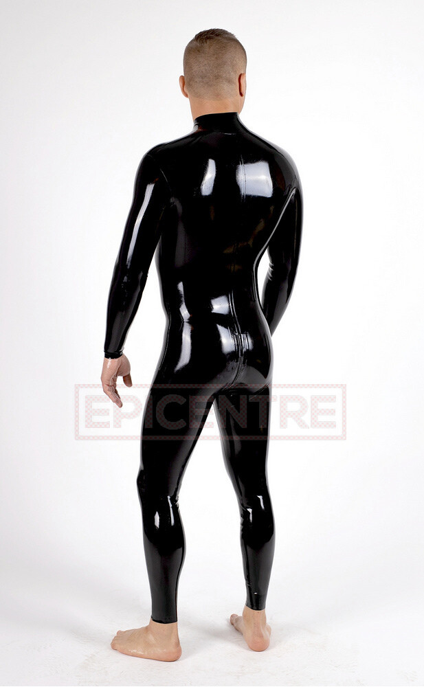 Men Latex Rubber Catsuit EASY-ON (Chlorinated). BLACK
