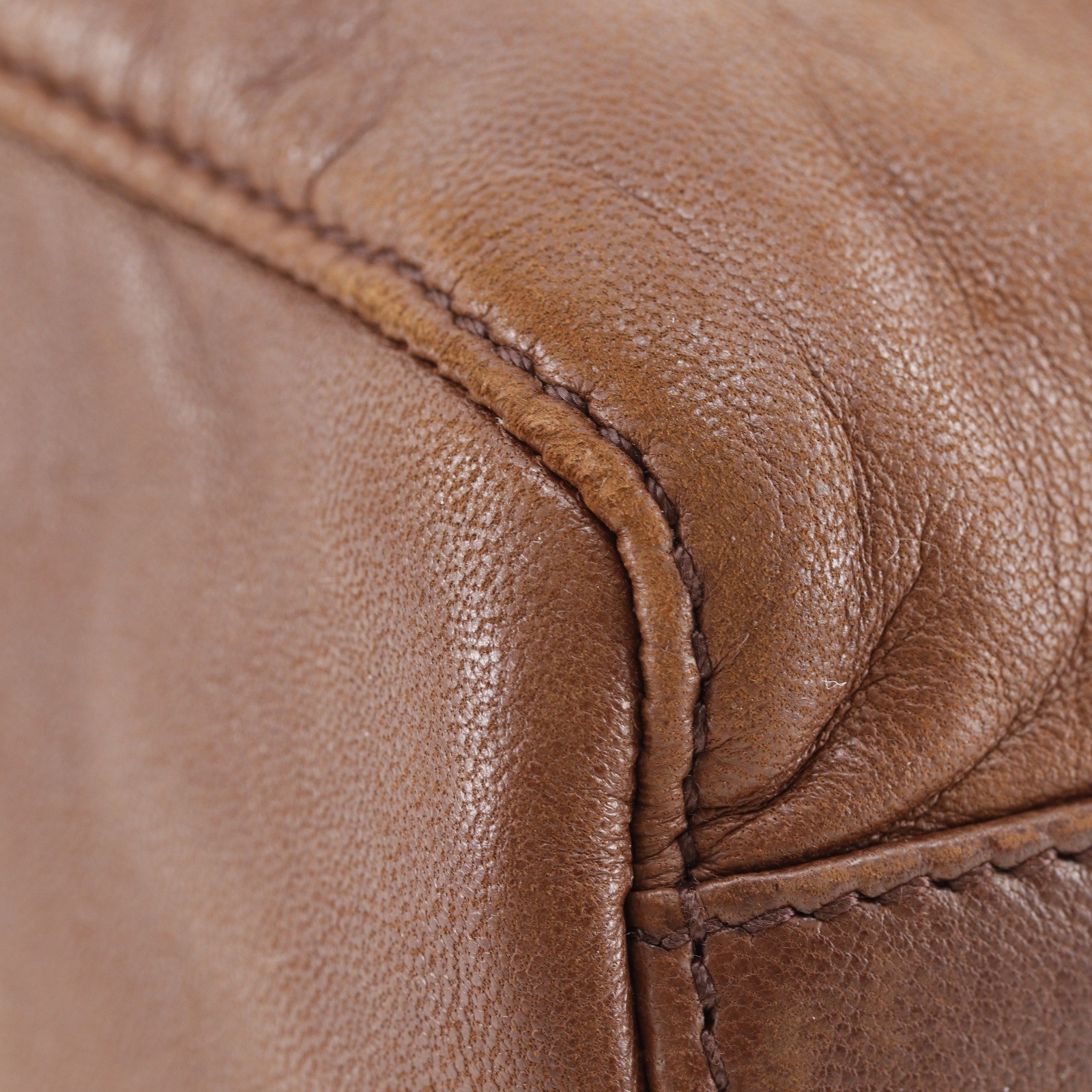 PRADA logo Handbag Brown leather Women
