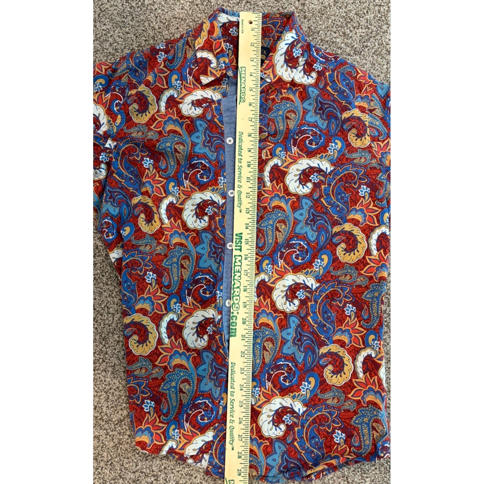 Cremieux Paisley Rodeo Button Up Shirt Womens M Blue Red Western Boho Stretch