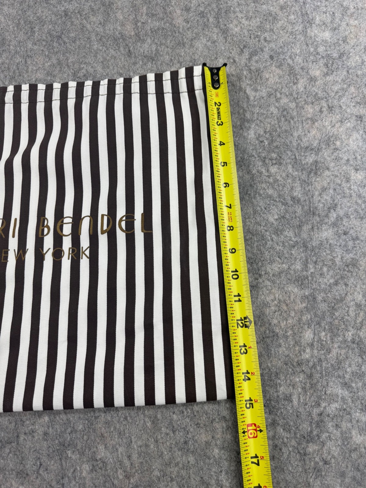 Henri Bendel Dust Bag Brown White Stripe 15×16 Drawstring