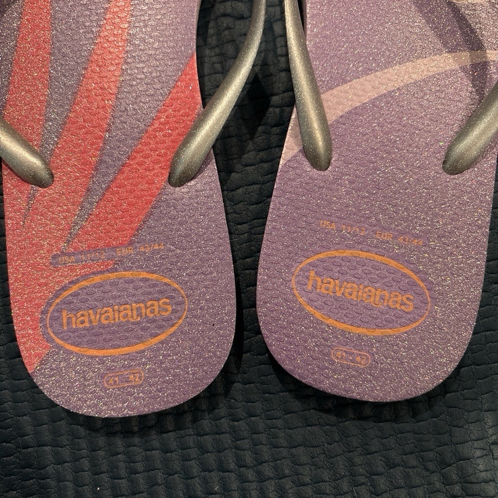 Havaianas Glitter Colorblock Flip Flop Sandals Purple Orange Pink Women’s 10