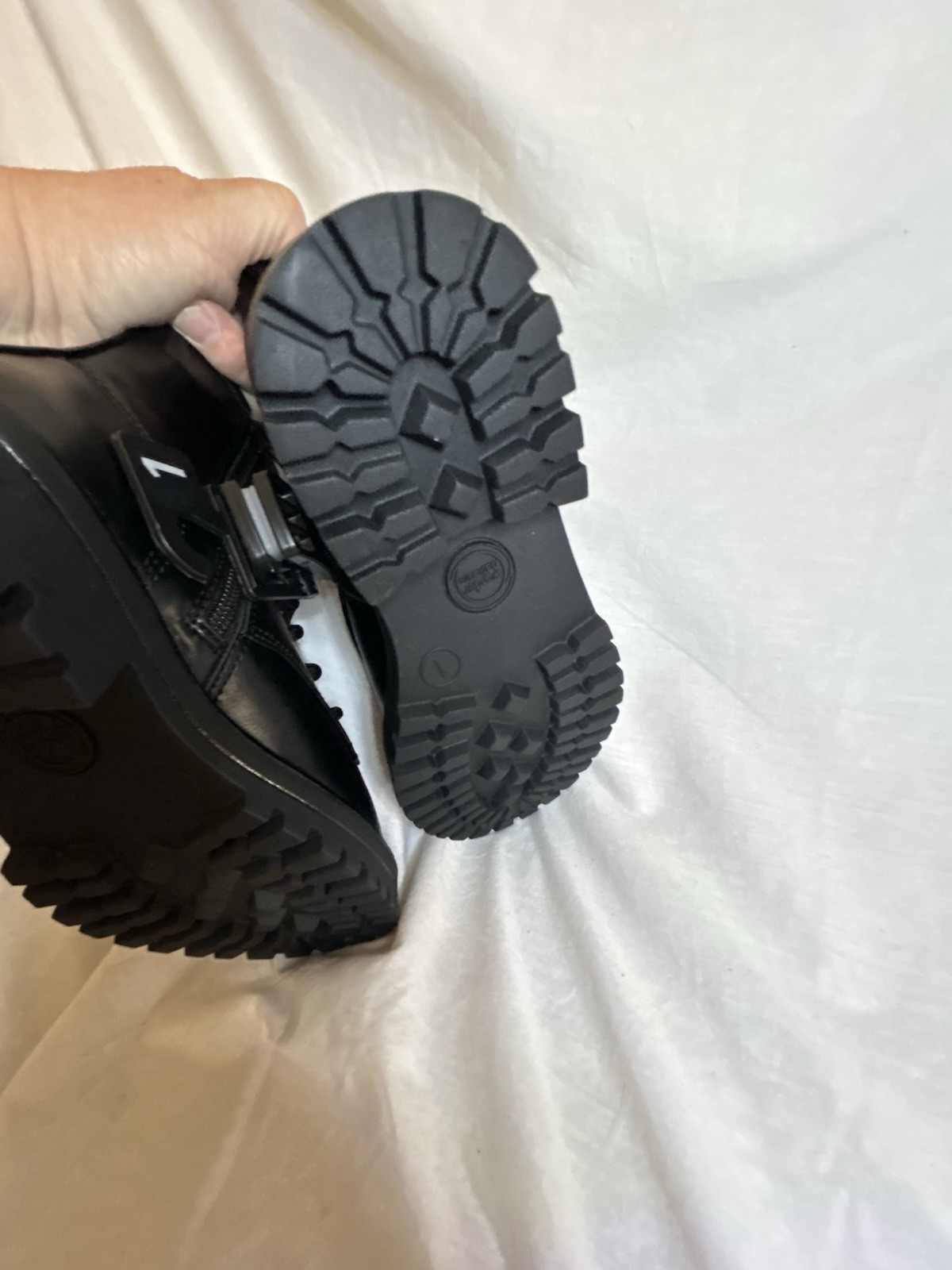 Wonder Nation Girls Size 1 Combat Boots Black Zipper And Lace Up