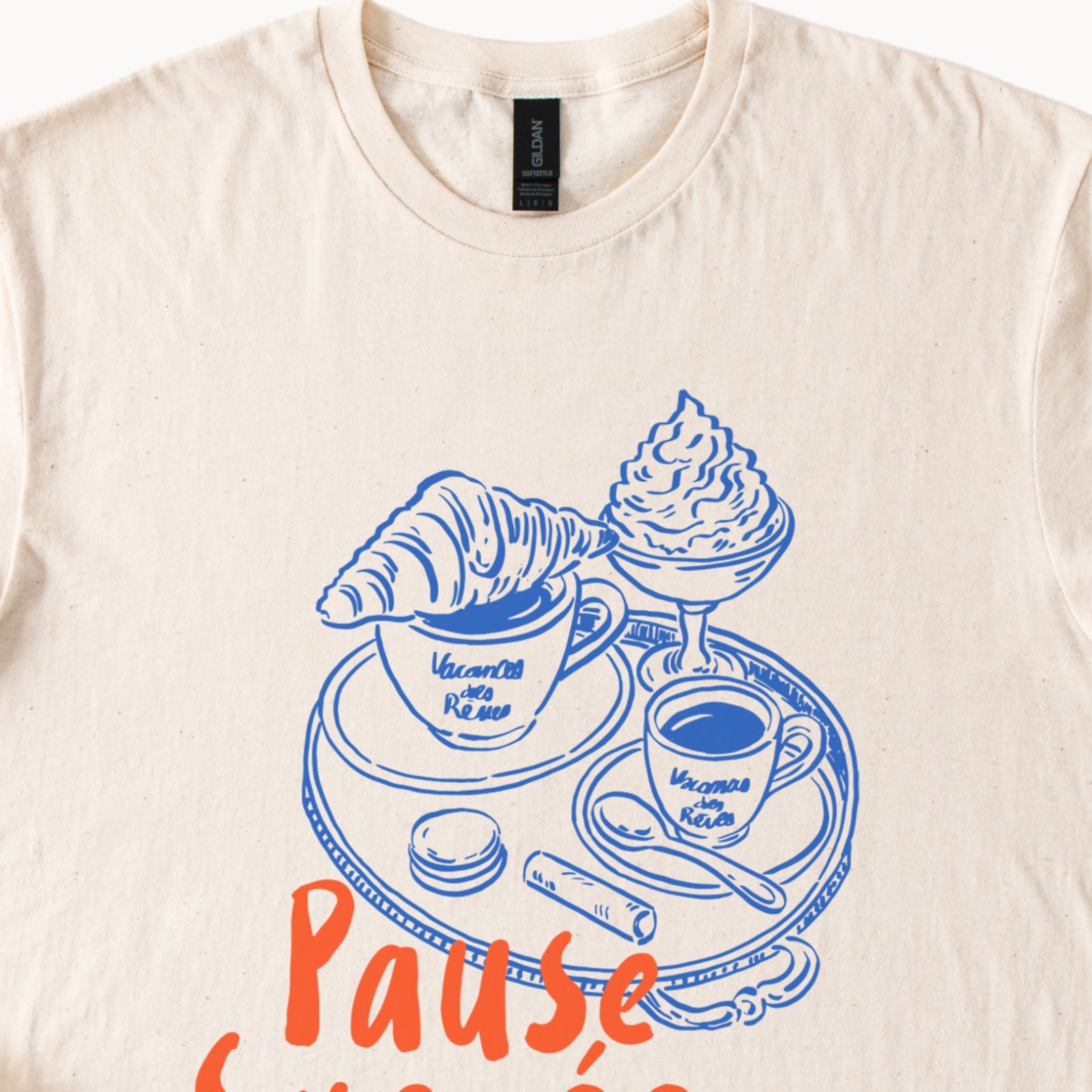 Pause Sucree French Cafe T Shirt Croissant Coffee Dessert Paris Food Lover Tee