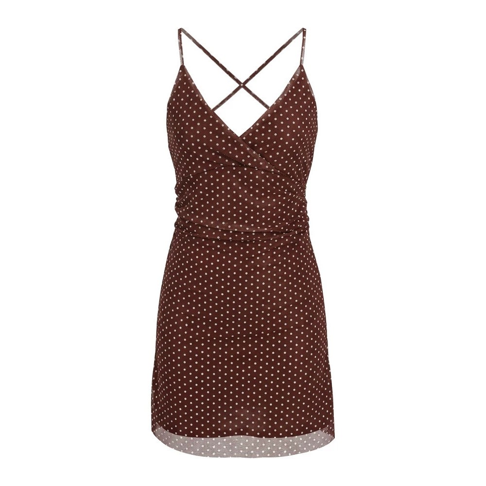 Womens Polka-dot Printed Back-tie Dress